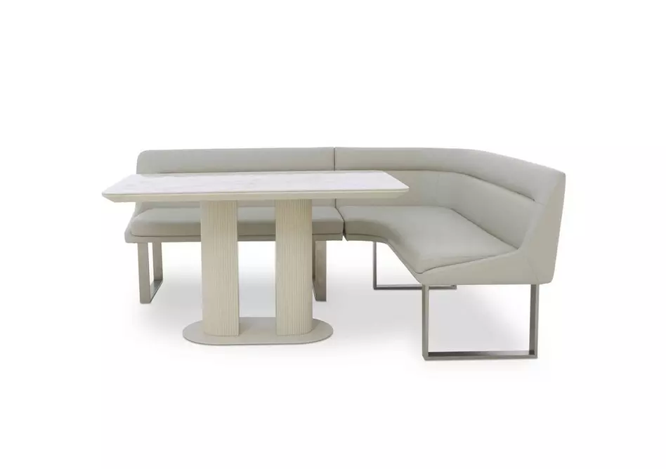 Avorio Fixed Dining Table and Right Hand Facing Corner Dining Bench Set