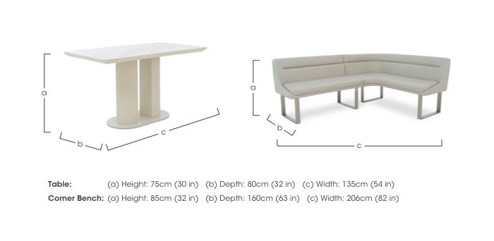 Avorio Fixed Dining Table and Right Hand Facing Corner Dining Bench Set in  on Furniture Village
