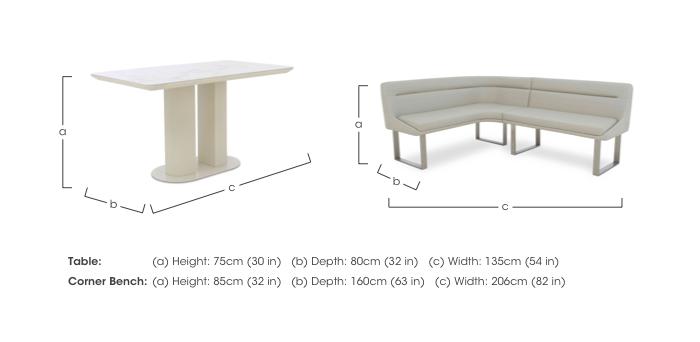 Avorio Fixed Dining Table and Left Hand Facing Corner Dining Bench Set in  on Furniture Village