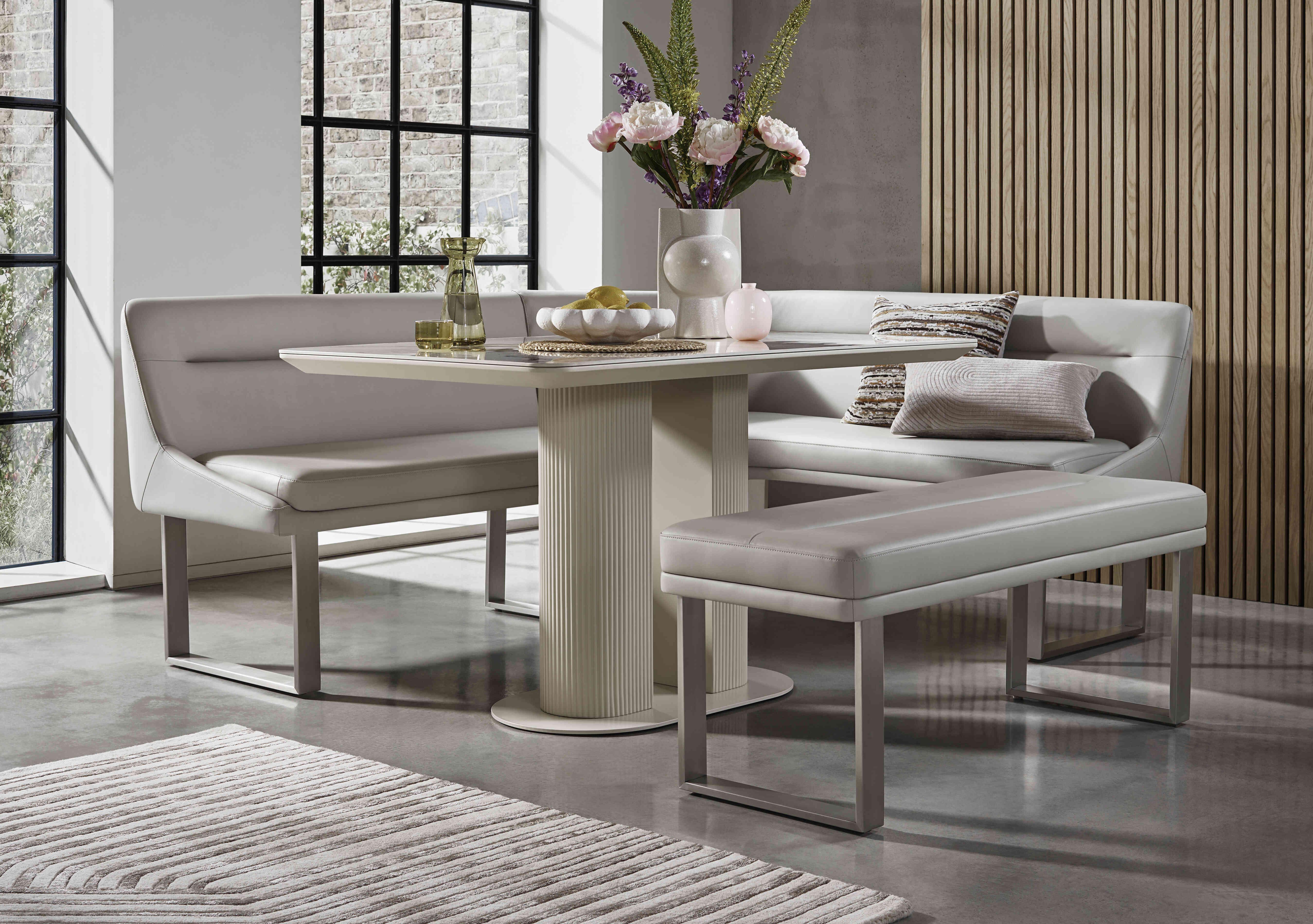 Avorio Fixed Dining Table, Low Dining Bench and Right Hand Facing Corner Dining Bench Set in  on Furniture Village