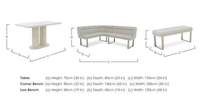 Avorio Fixed Dining Table, Low Dining Bench and Left Hand Facing Corner Dining Bench Set in  on Furniture Village