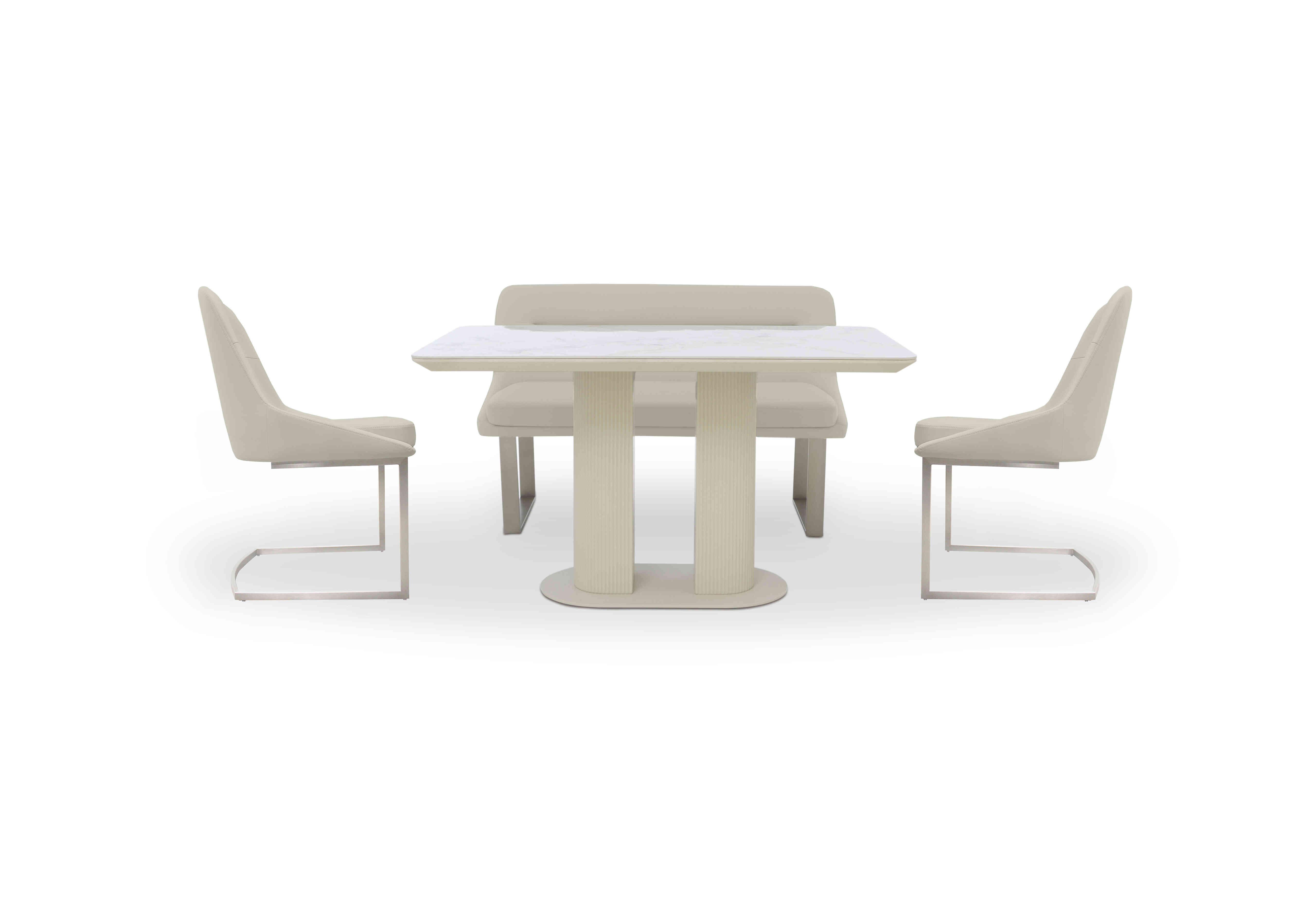 Avorio Fixed Dining Table, High Back Dining Bench and 2 Cantilever Dining Chairs Set in  on Furniture Village