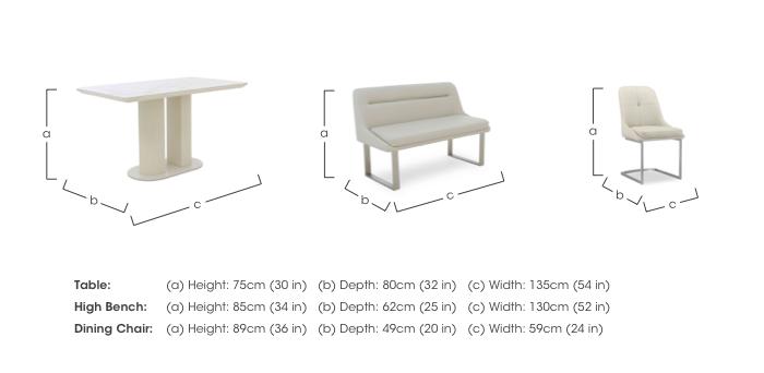 Avorio Fixed Dining Table, High Back Dining Bench and 2 Cantilever Dining Chairs Set in  on Furniture Village