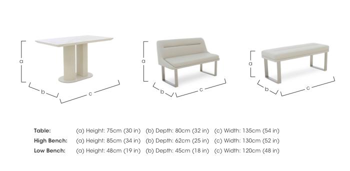 Avorio Fixed Dining Table, High Back Dining Bench and Low Dining Bench Set in  on Furniture Village