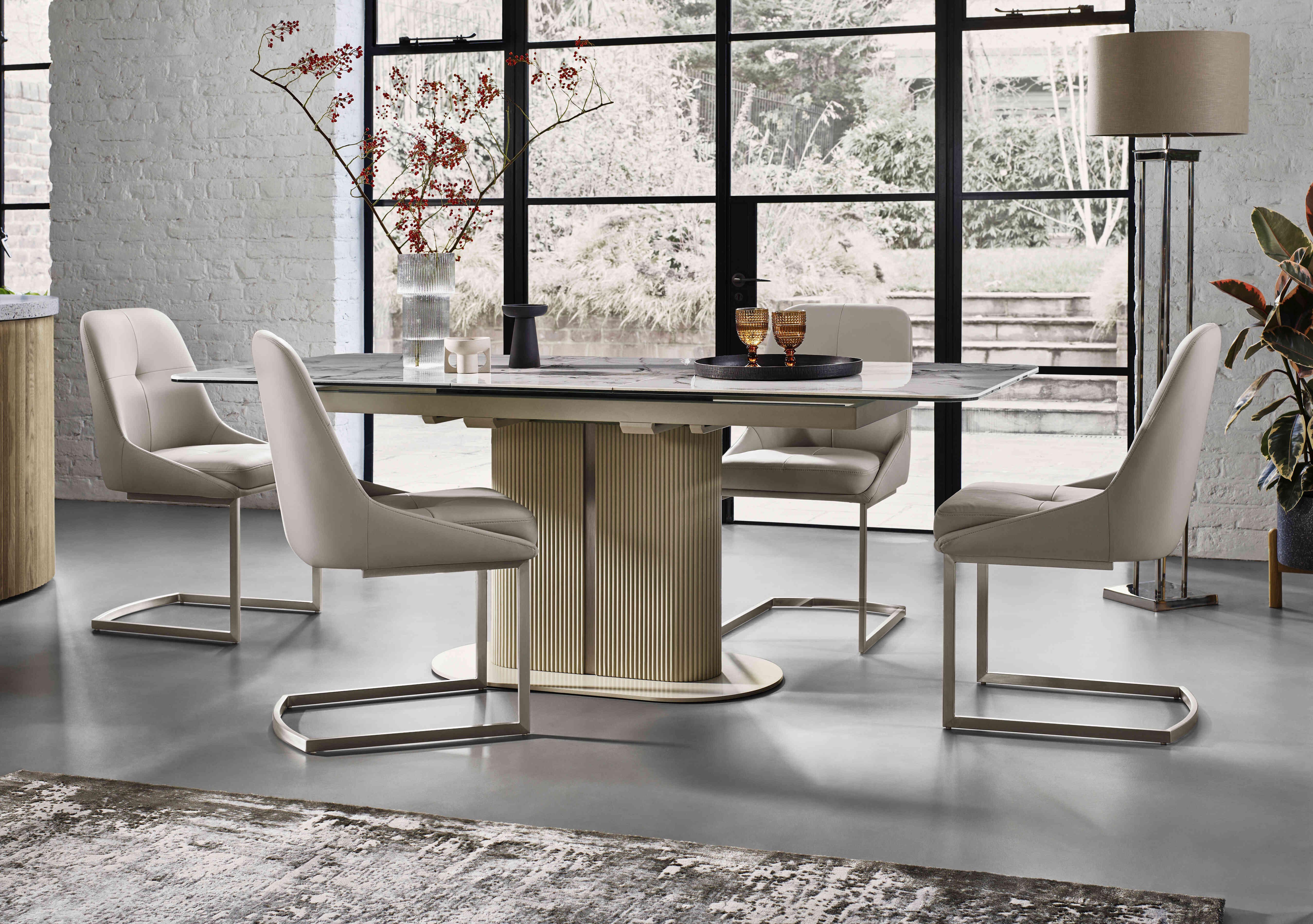 Avorio Large Pop-Up Extending Dining Table and 4 Dining Chairs in  on Furniture Village