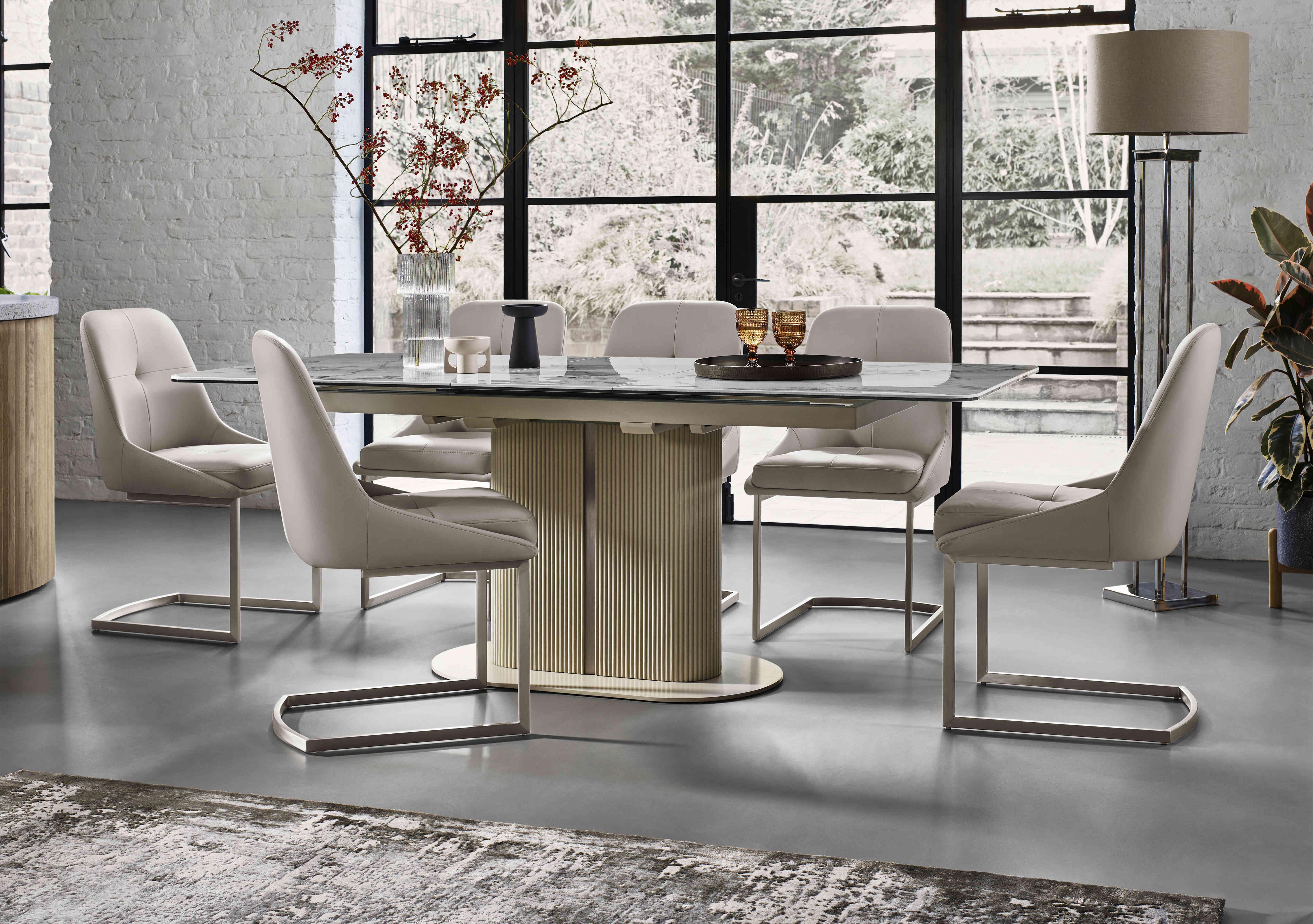 Avorio Large Pop-Up Extending Dining Table and 6 Dining Chairs in  on Furniture Village