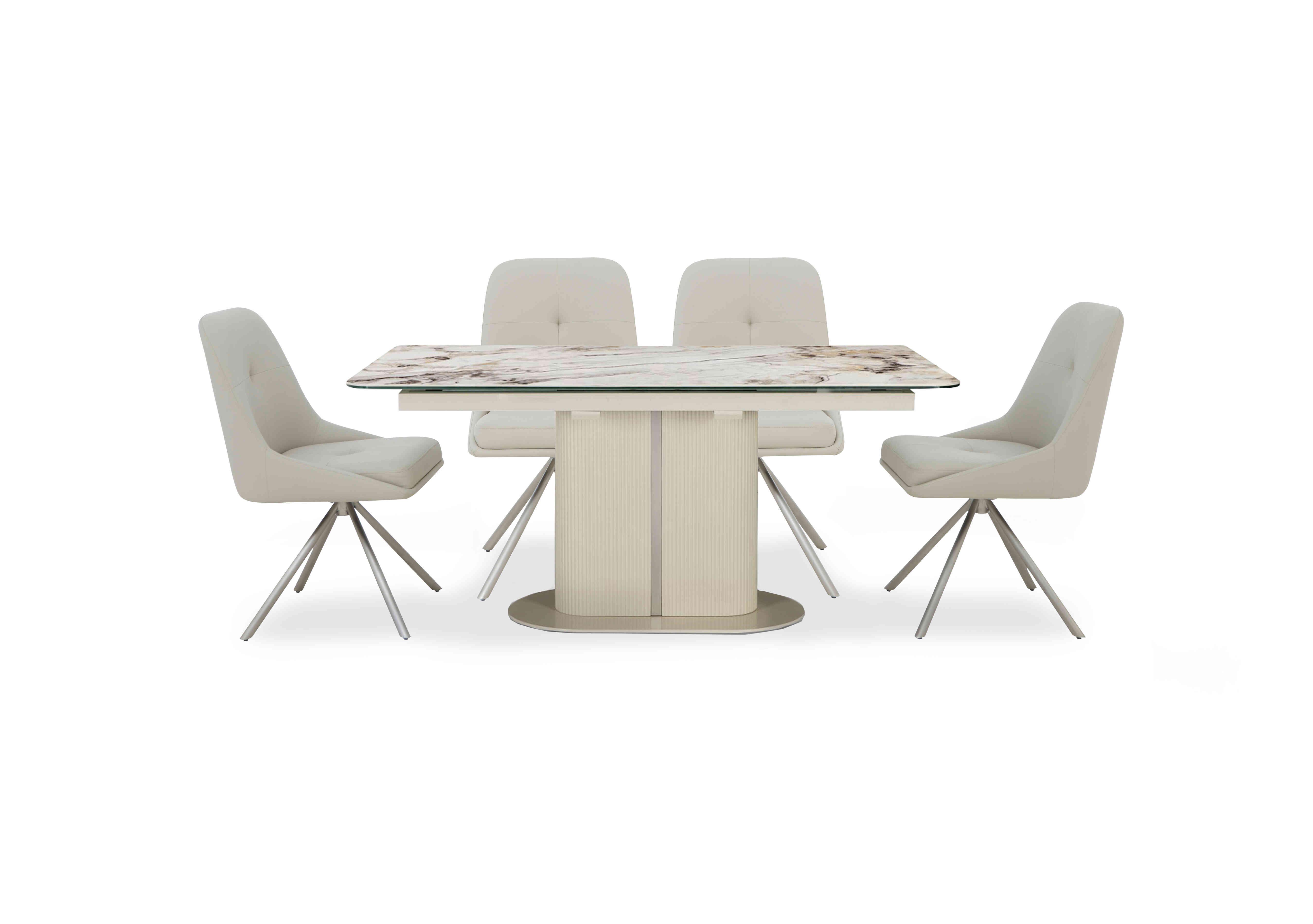 Avorio Large Pop-Up Extending Dining Table and 4 Swivel Dining Chairs in  on Furniture Village
