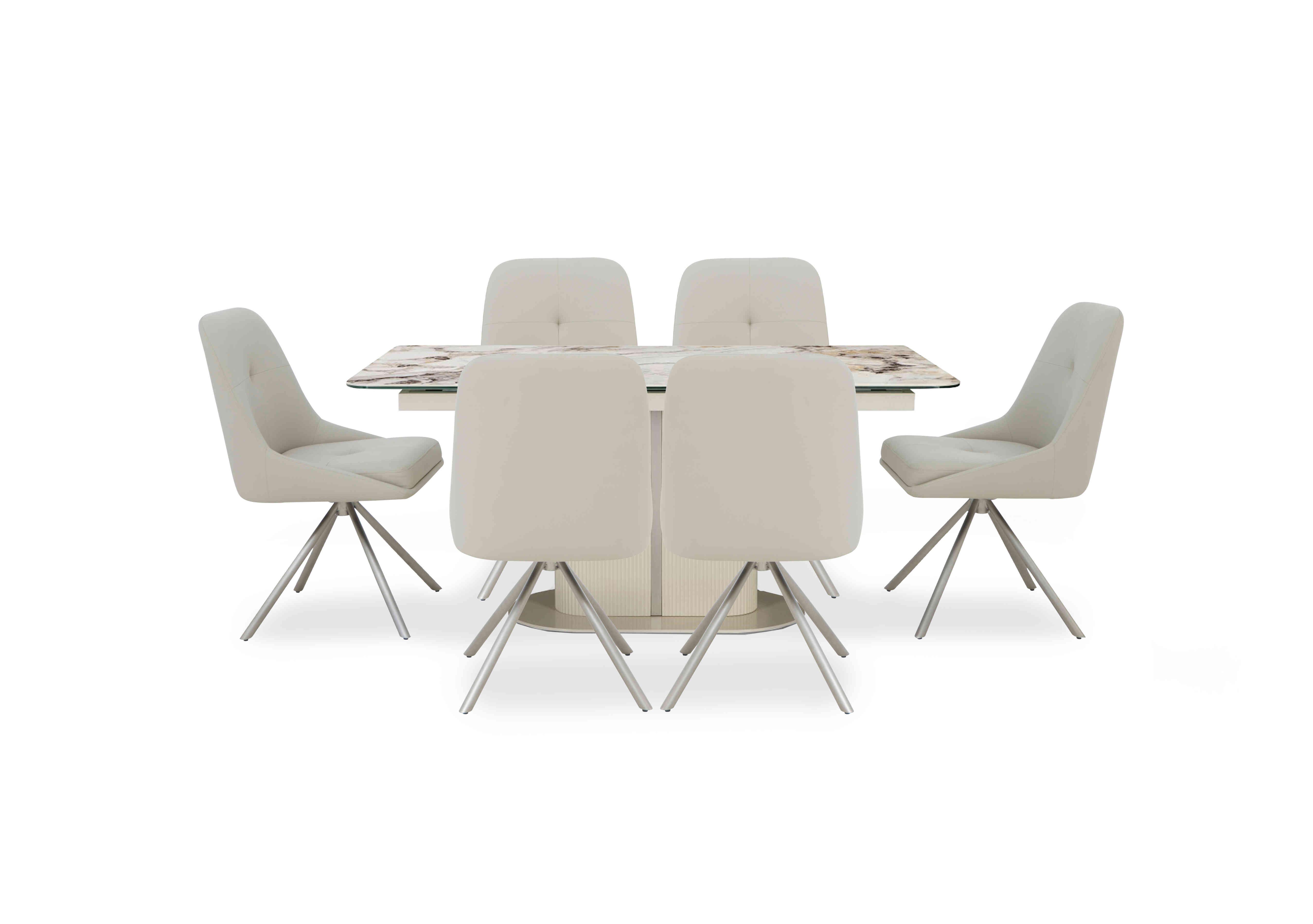Avorio Large Pop-Up Extending Dining Table and 6 Swivel Dining Chairs in  on Furniture Village