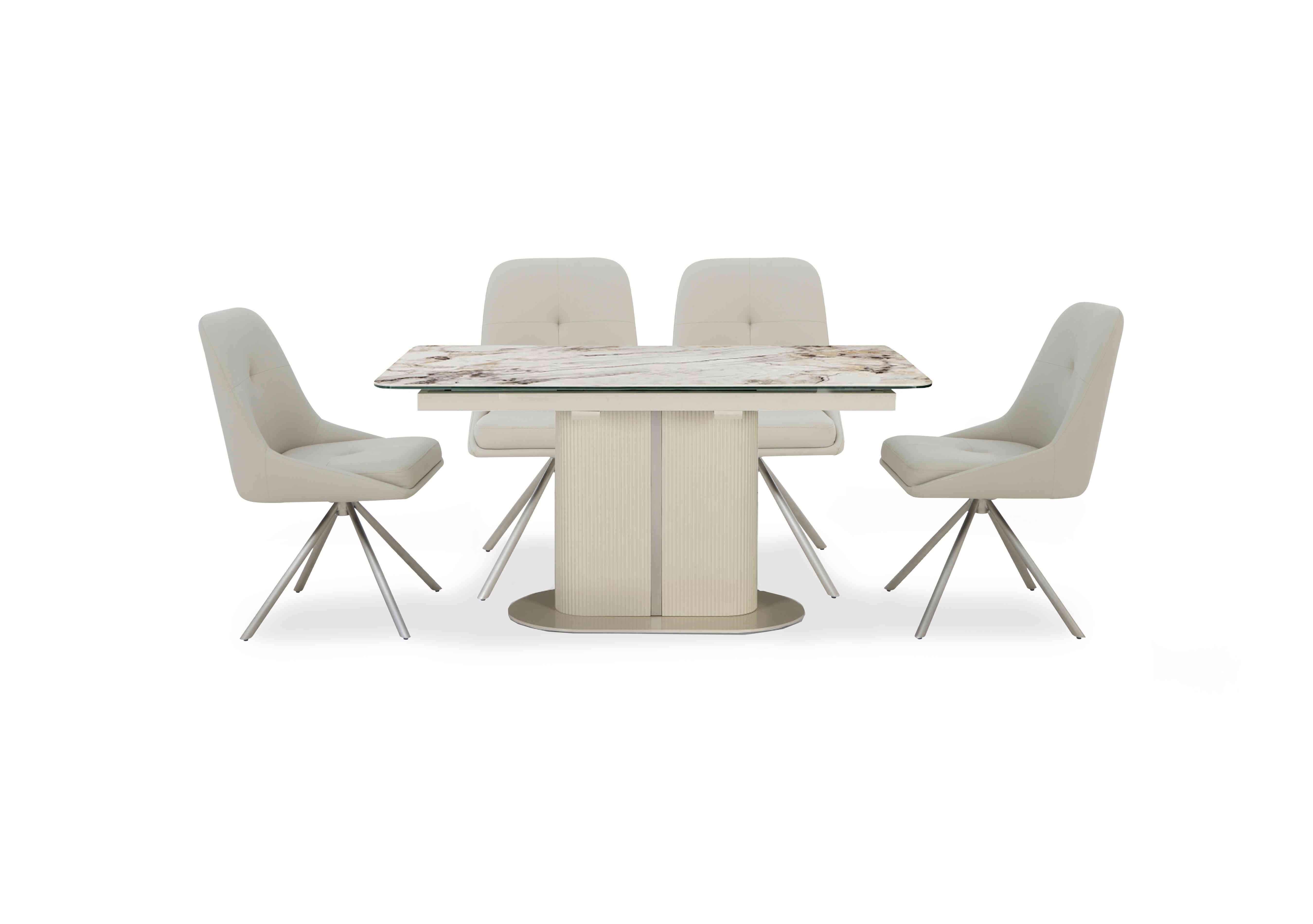 Avorio Small Pop-Up Extending Dining Table and 4 Swivel Dining Chairs in  on Furniture Village