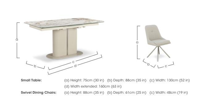 Avorio Small Pop-Up Extending Dining Table and 4 Swivel Dining Chairs in  on Furniture Village