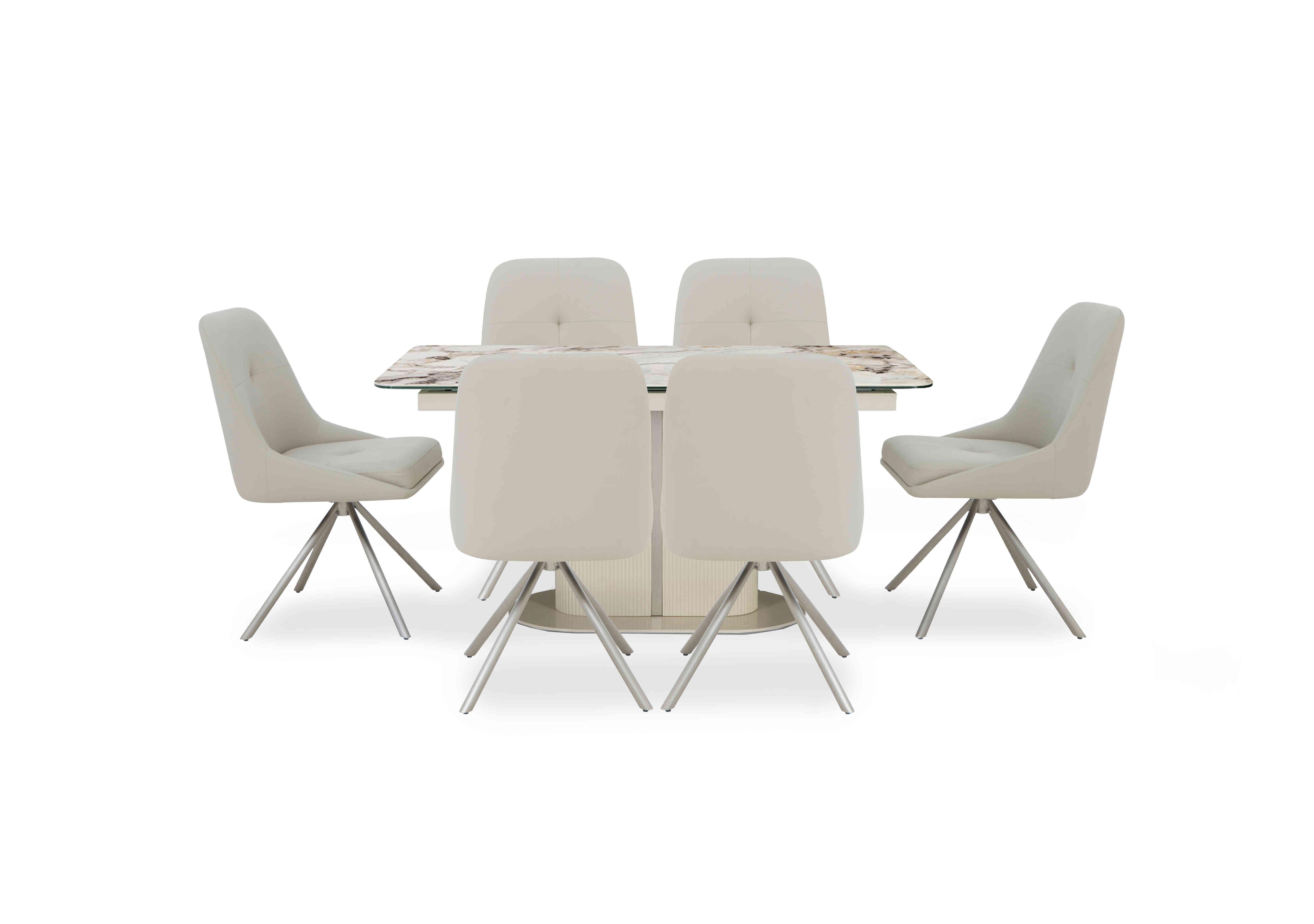 Avorio Small Pop-Up Extending Dining Table and 6 Swivel Dining Chairs in  on Furniture Village