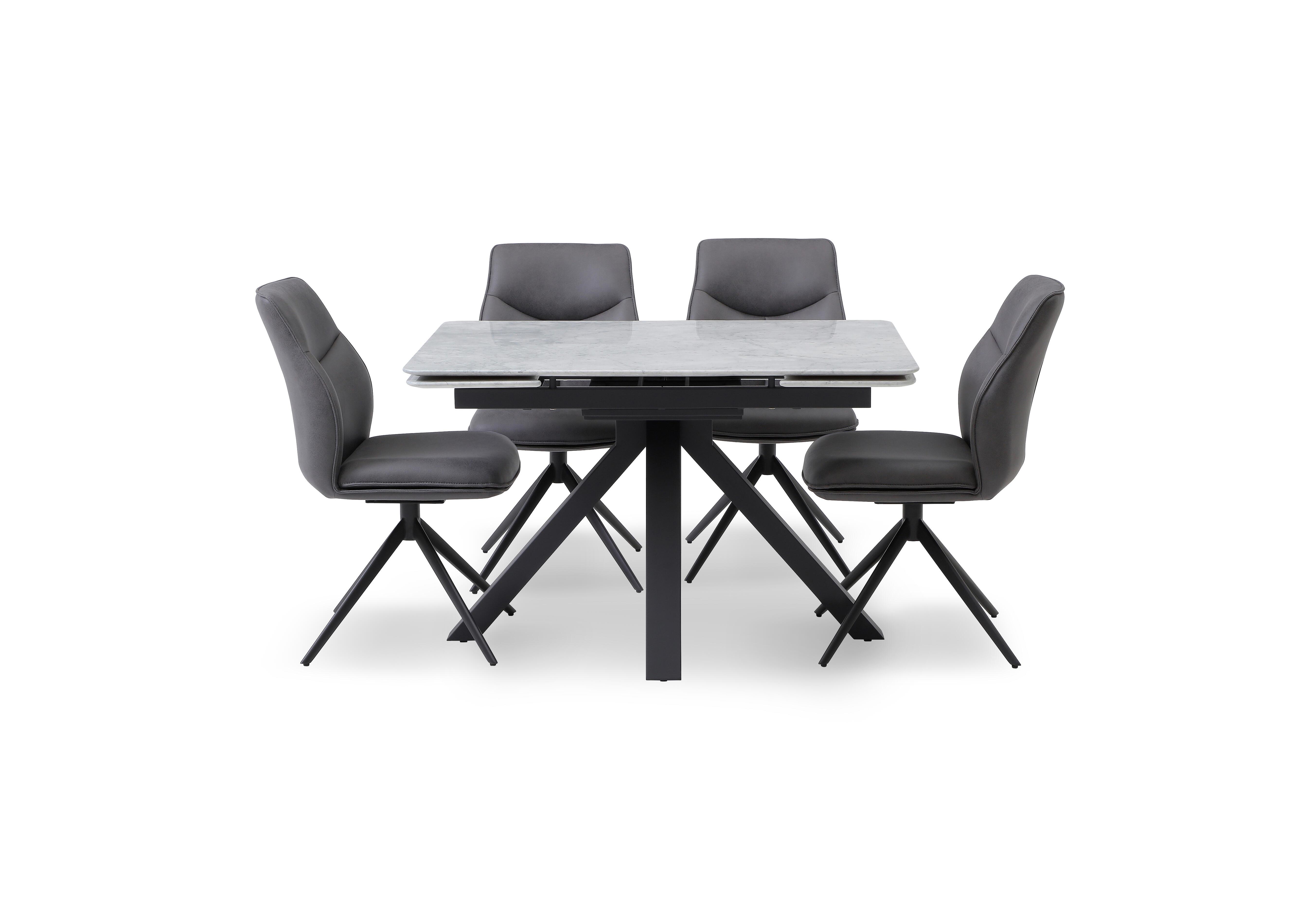 Bastille Draw Leaf Extending Dining Table and 4 Faux Leather Swivel Dining Chairs in  on Furniture Village