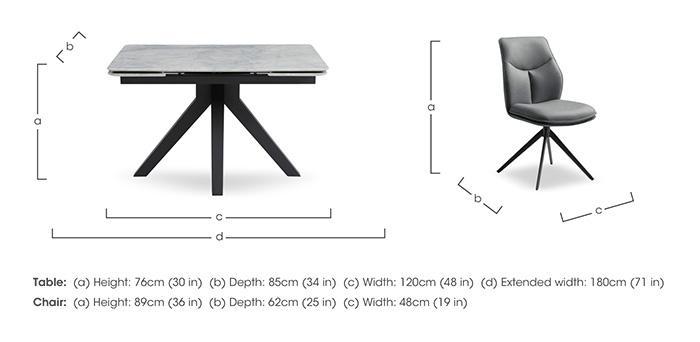 Bastille Draw Leaf Extending Dining Table and 4 Faux Leather Swivel Dining Chairs in  on Furniture Village