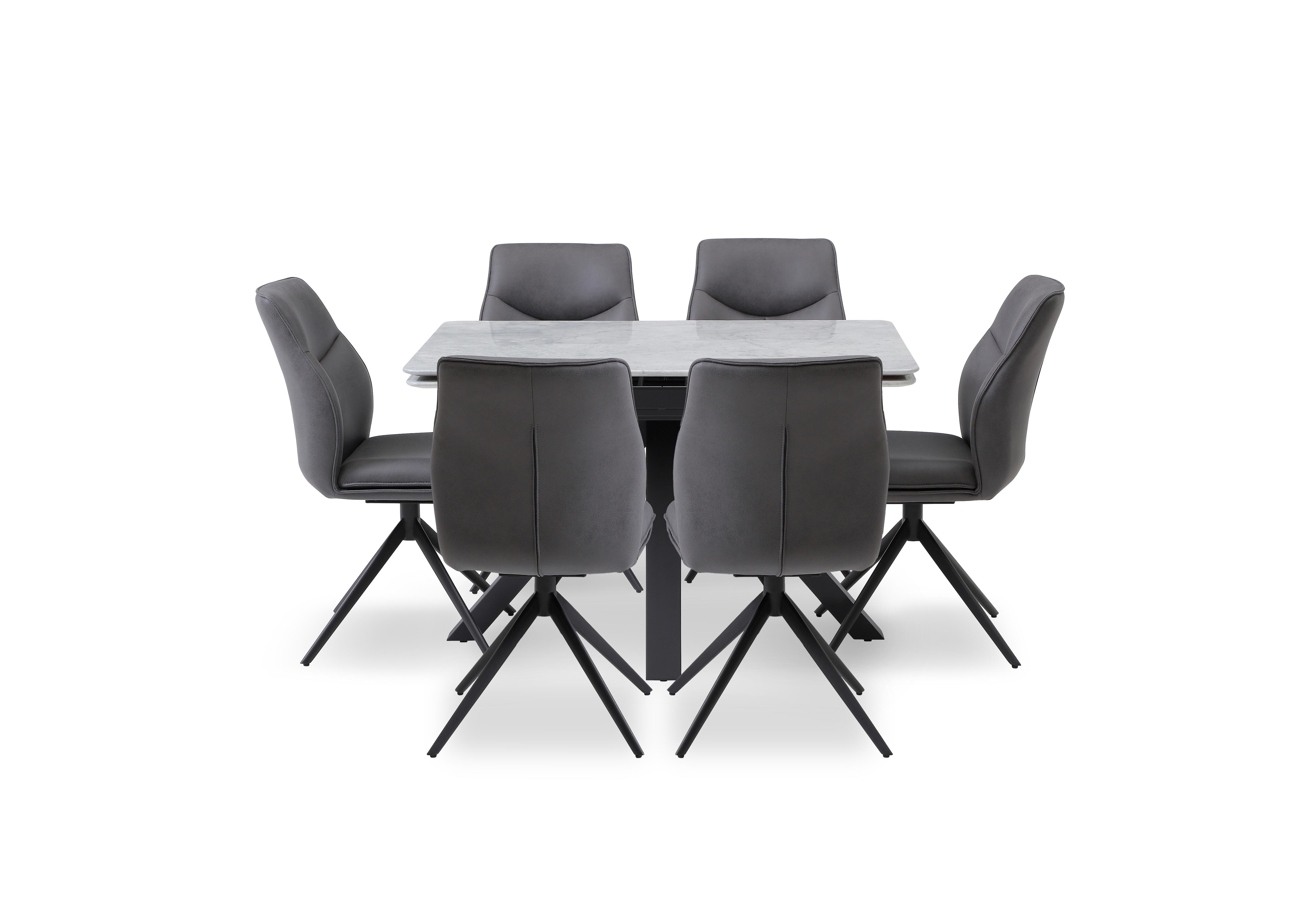 Bastille Draw Leaf Extending Dining Table and 6 Faux Leather Swivel Dining Chairs in  on Furniture Village