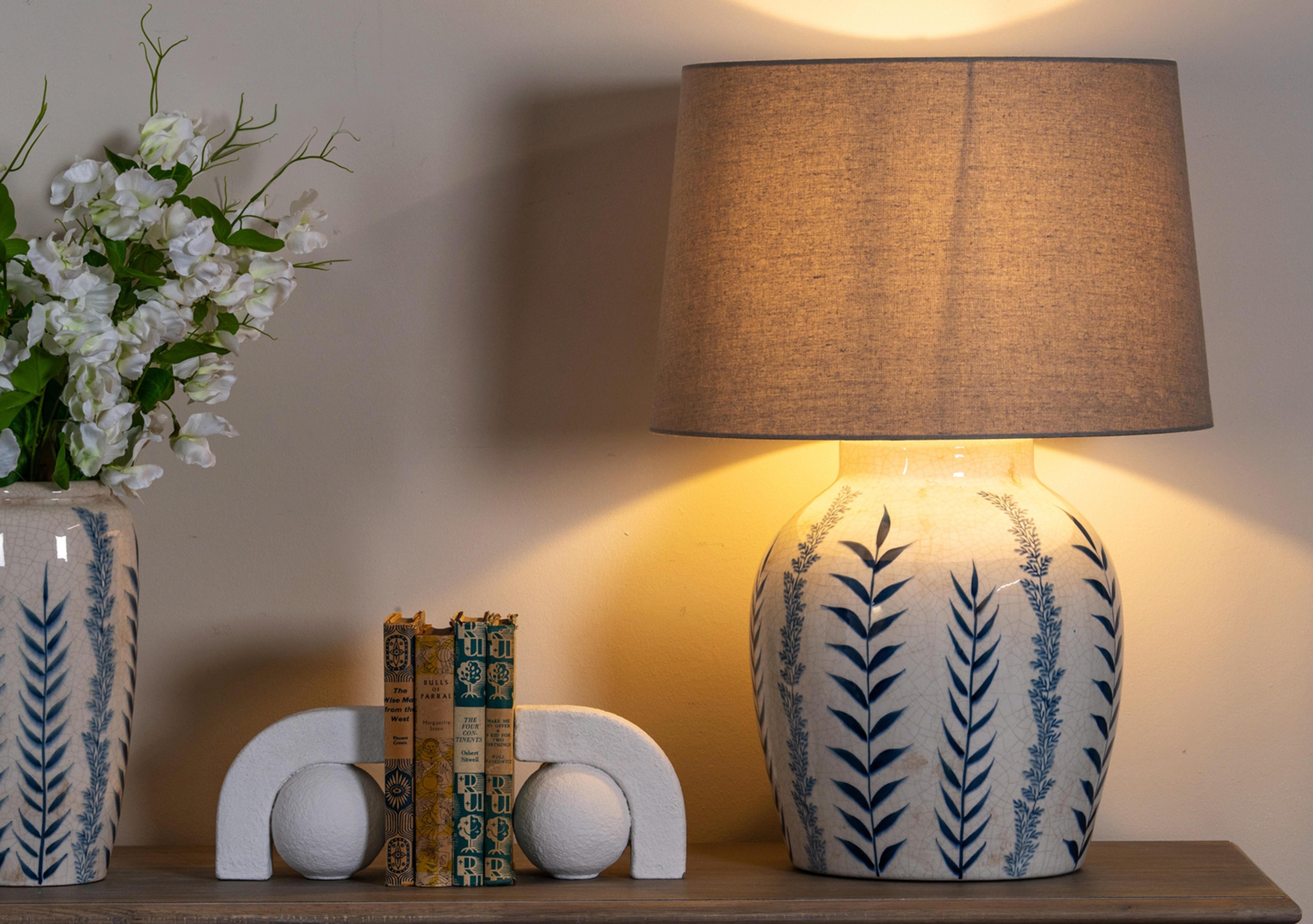 Blue Flora Table Lamp in  on Furniture Village