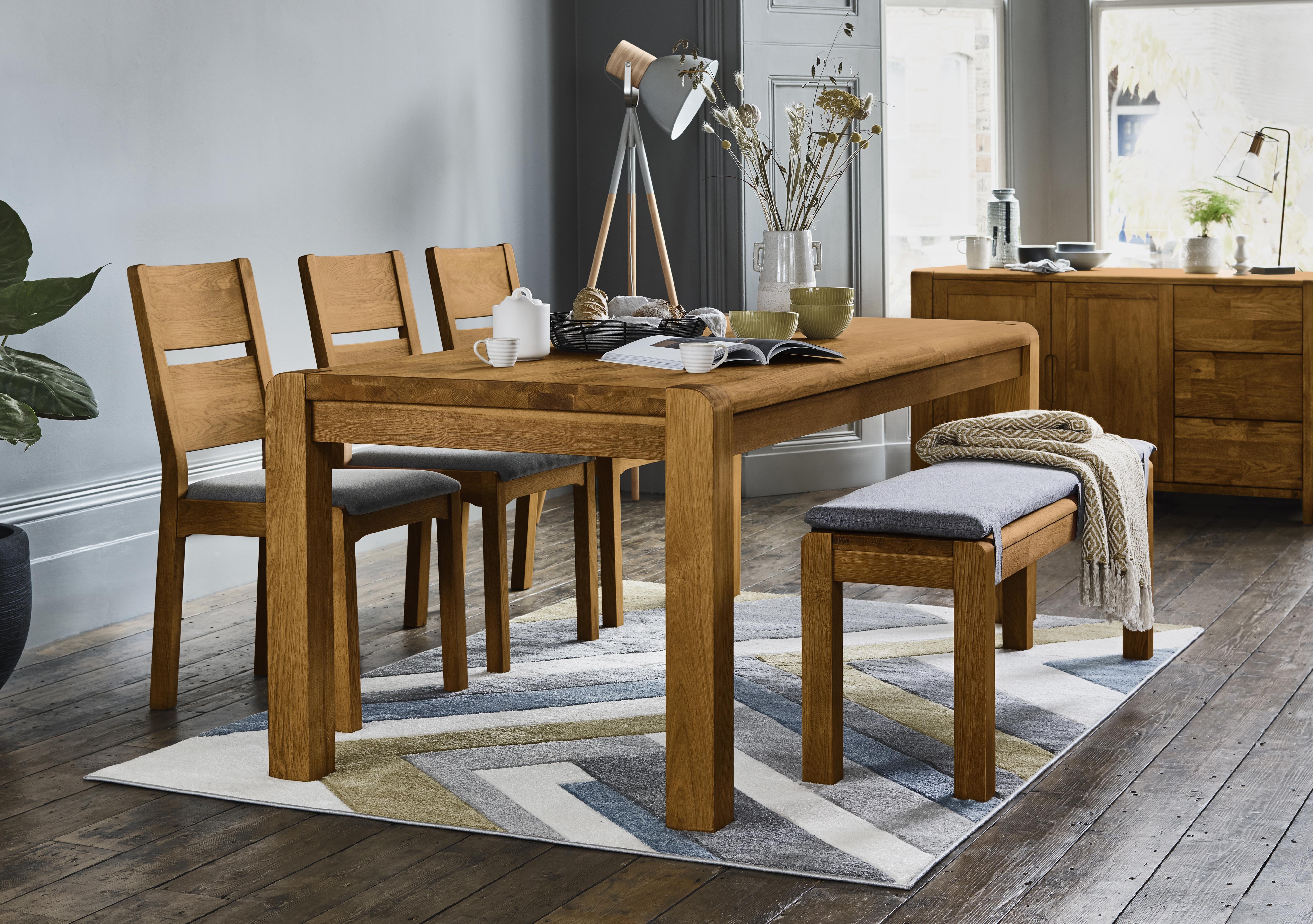 Bakerloo Large Extending Table, 3 Chairs and Large Bench Dining Set in  on Furniture Village
