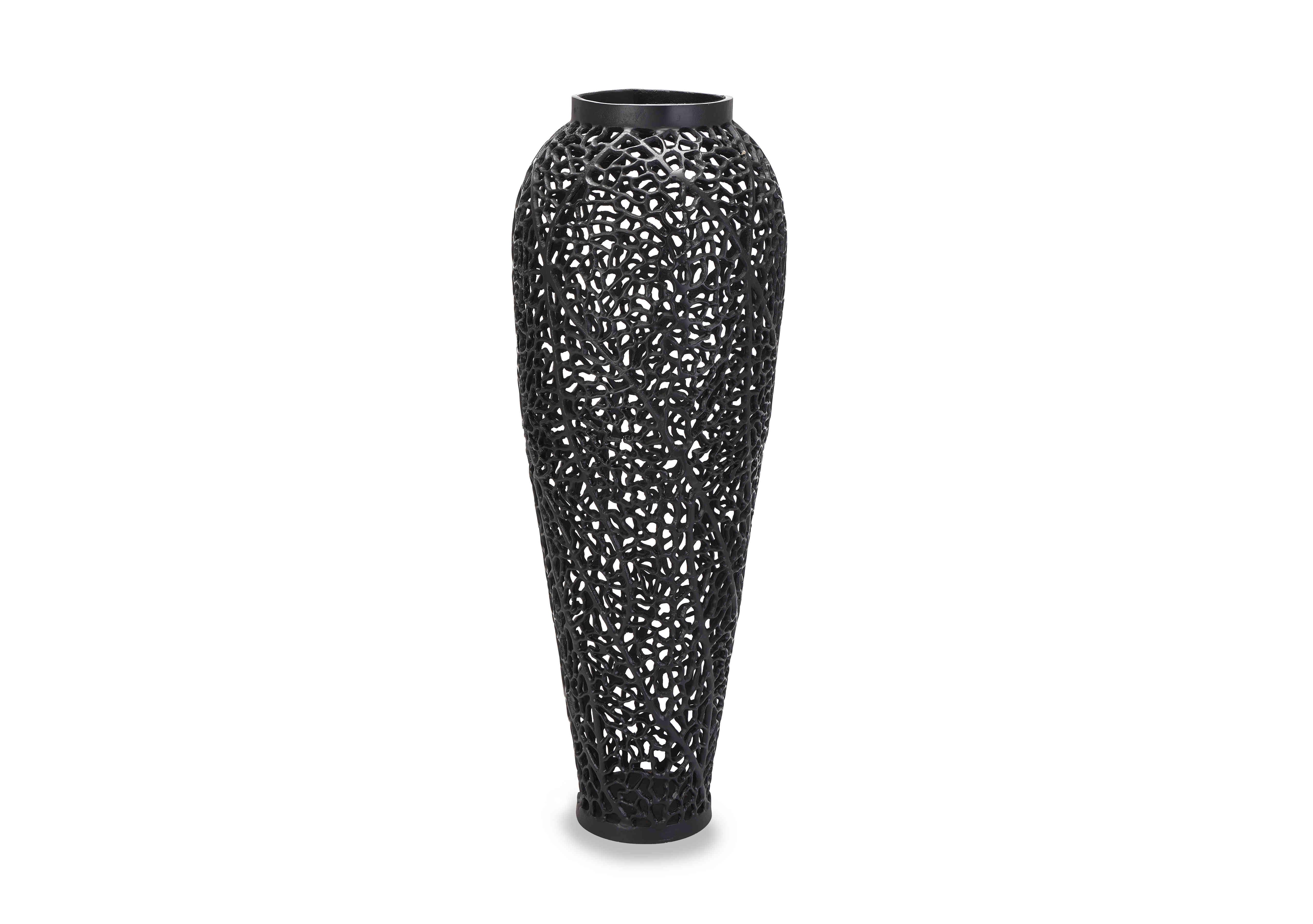 Black Cast Lattice Vase Large in  on Furniture Village