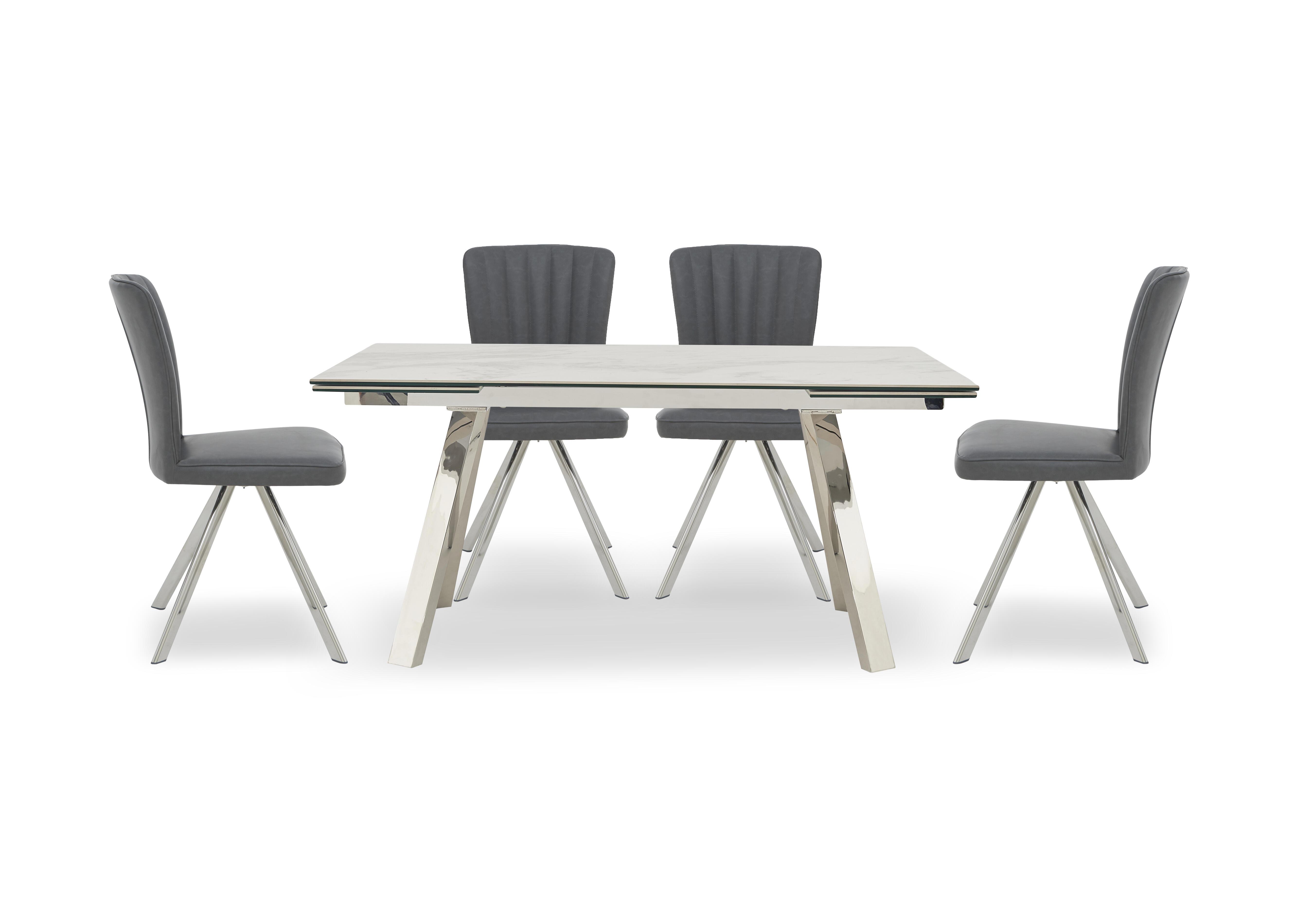 Blink Extending Dining Table and 4 Faux Leather Swivel Dining Chairs in  on Furniture Village