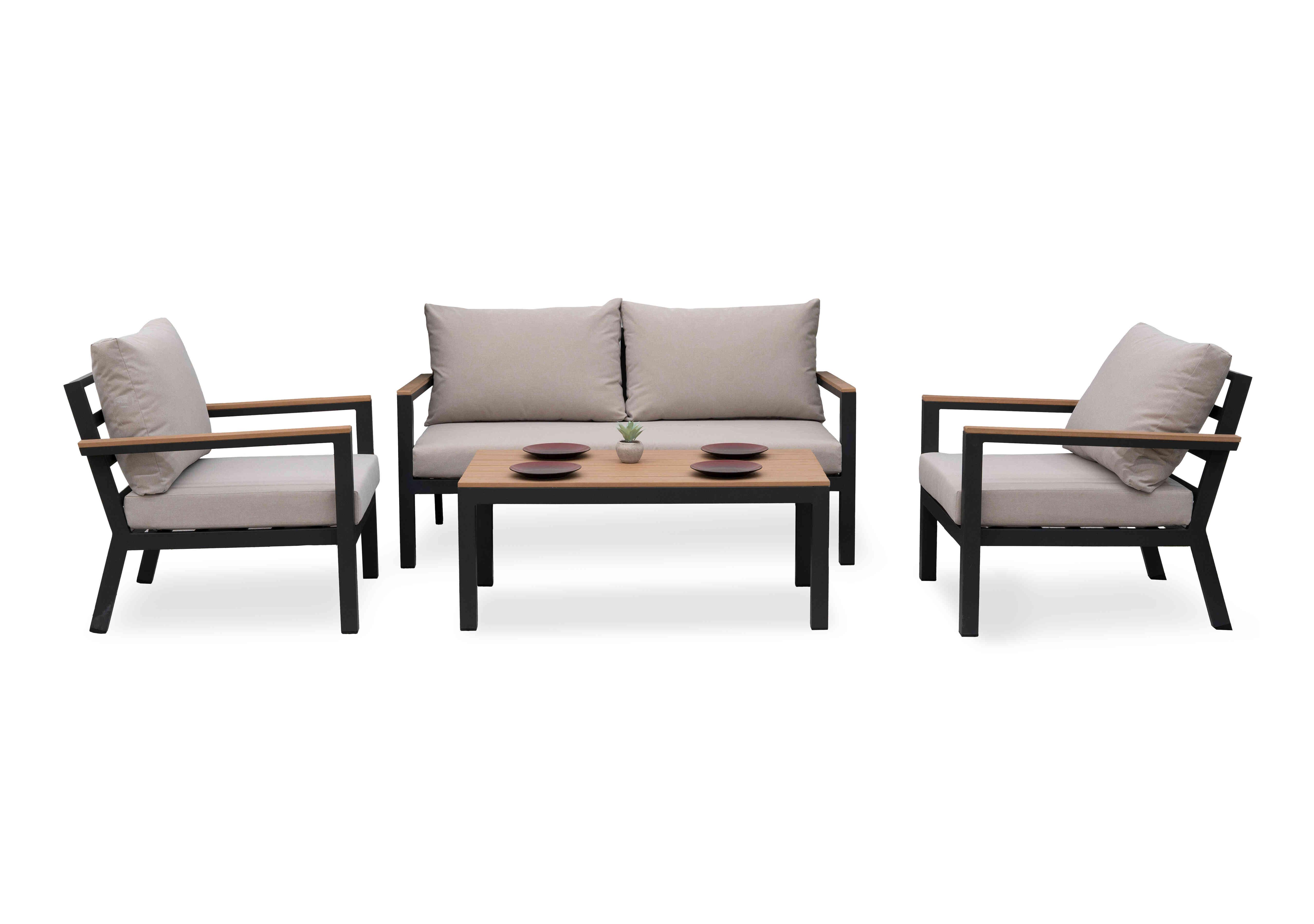Bloom 2 Seater Garden Sofa with 2 Armchairs and Rectangular Coffee Table in  on Furniture Village