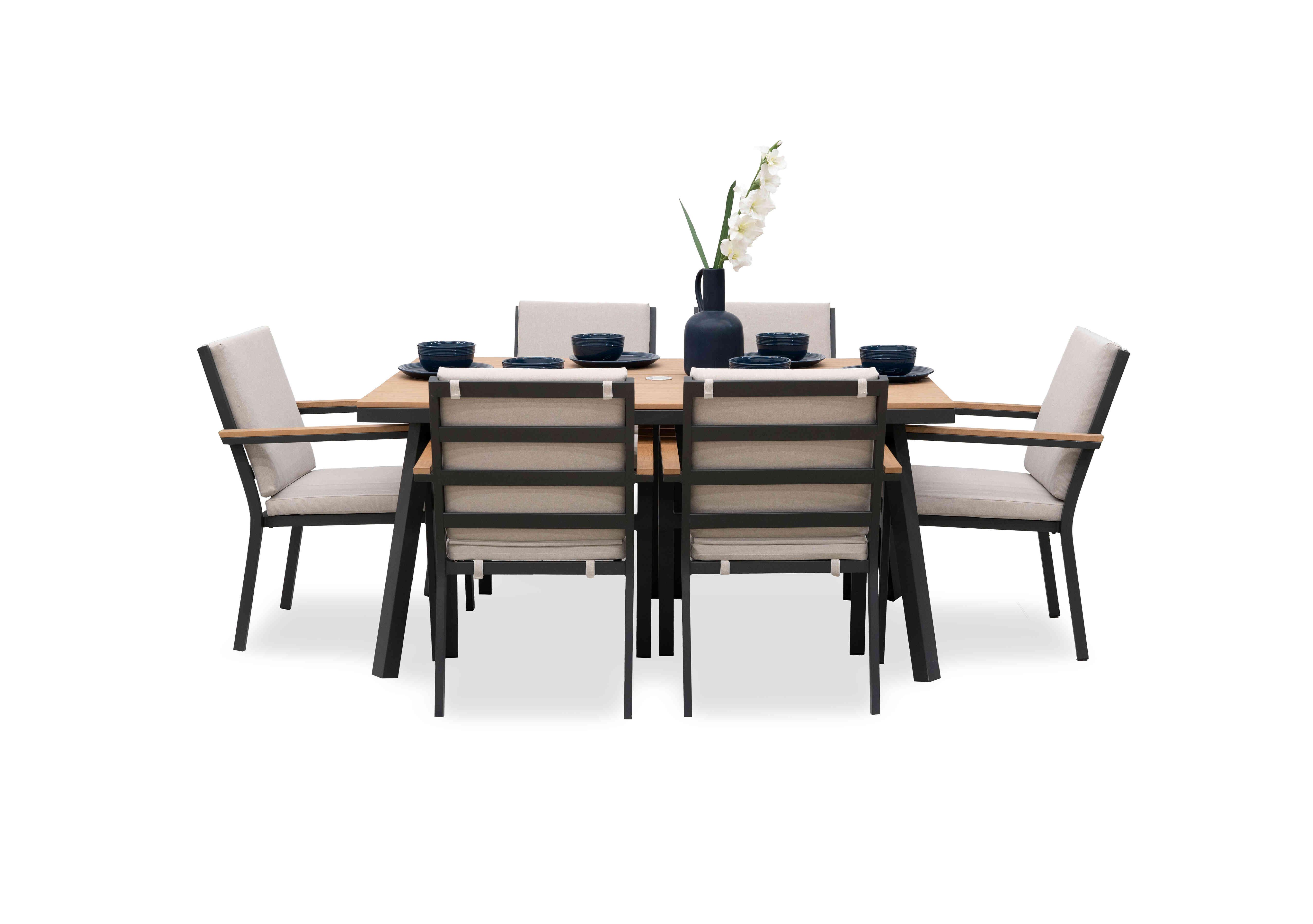 Bloom Rectangular Garden Dining Table with 6 Dining Chairs in  on Furniture Village