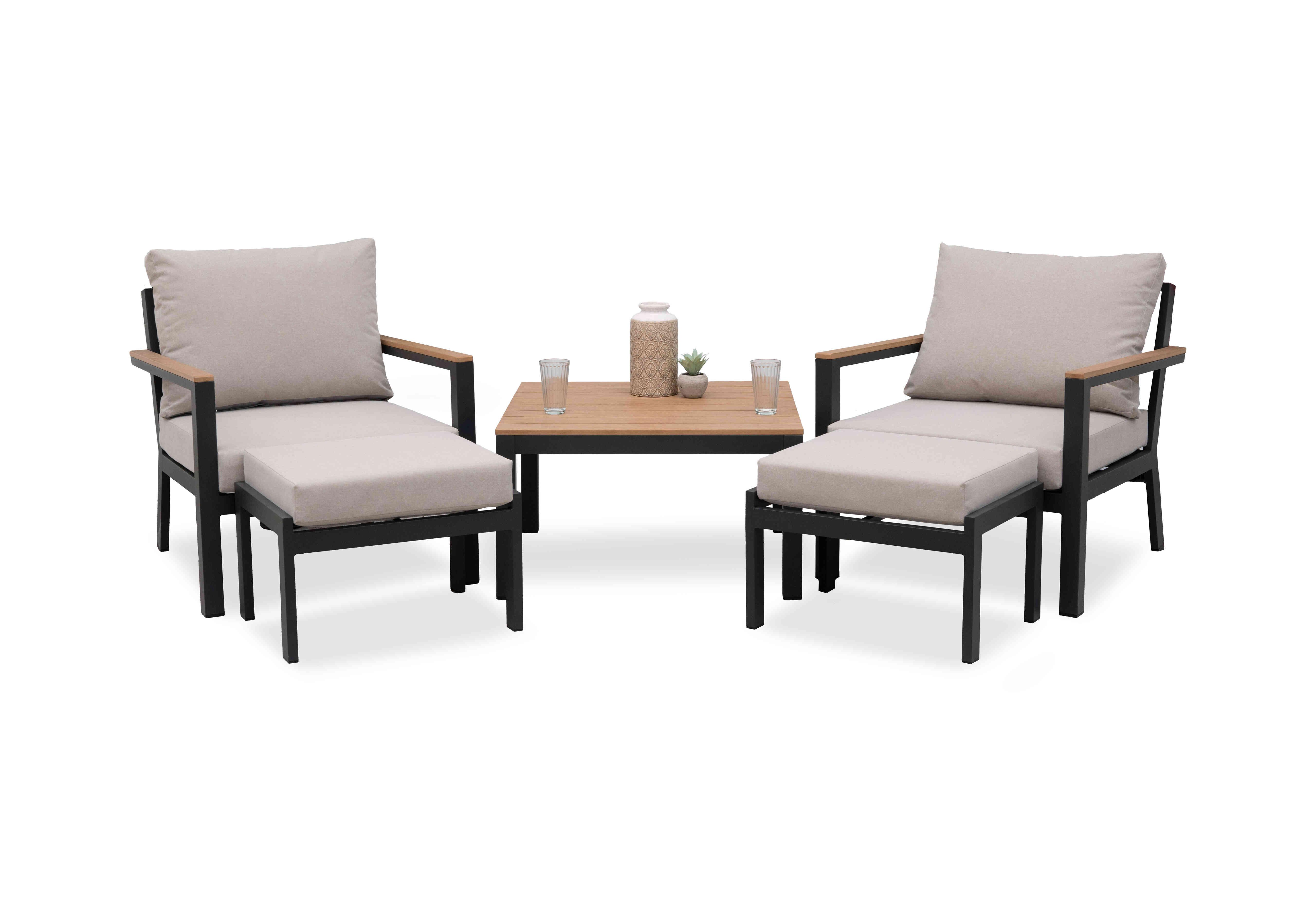 Bloom Garden Armchair Lounge Set with 2 Footstools and Square Side Table in  on Furniture Village