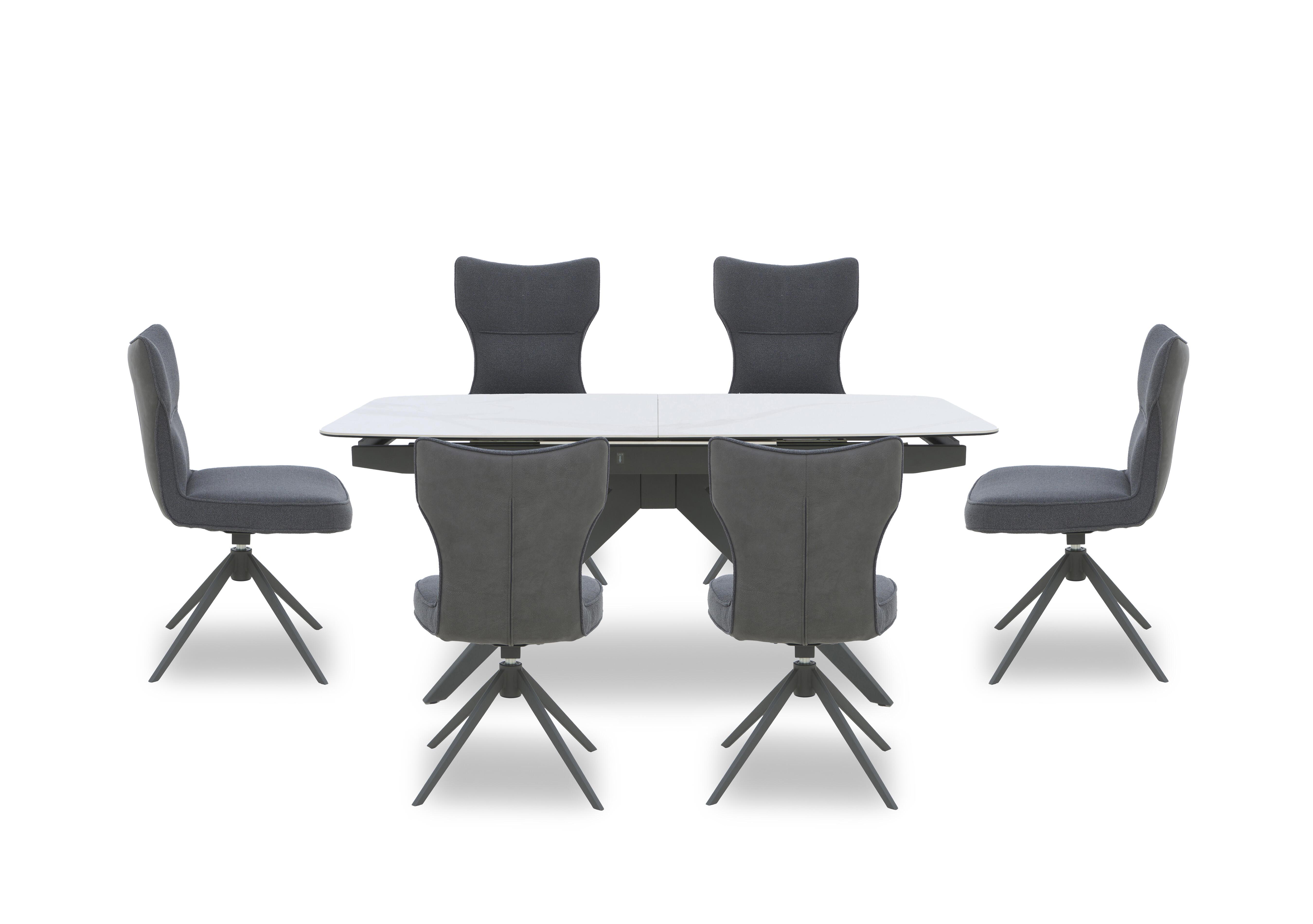 Carrera 180cm Pop Up Extending Dining Table and 6 Swivel Dining Chairs in  on Furniture Village
