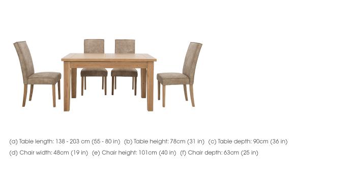 California Extending Rectangle Dining Table and 4 Faux Suede Chairs in  on Furniture Village