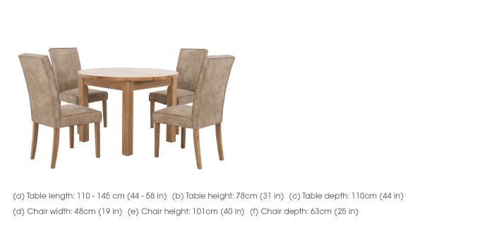 California Extending Round Dining Table and 4 Faux Suede Chairs in  on Furniture Village