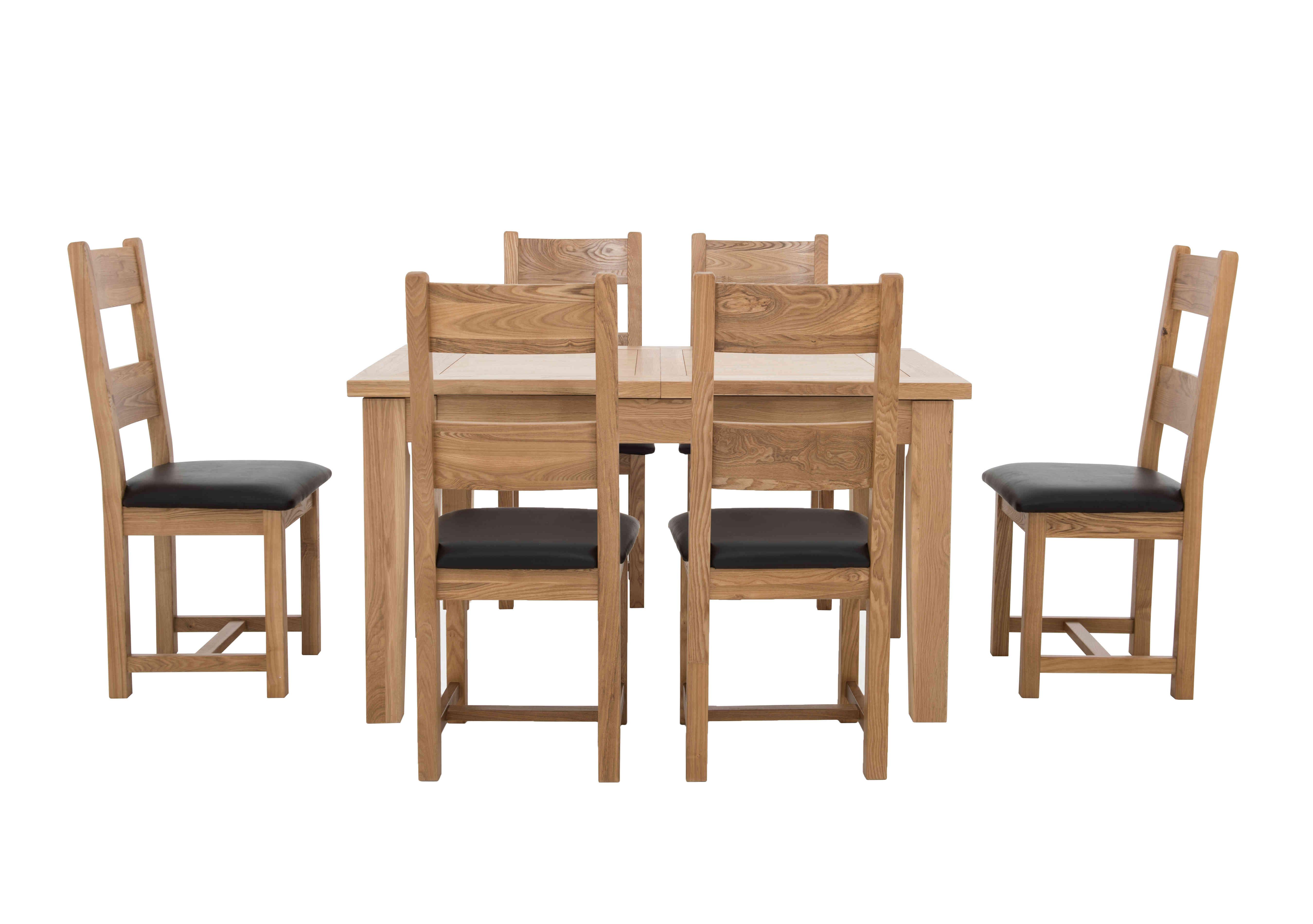 California Solid Oak Rectangular Extending Table and 6 Wooden Chairs in  on Furniture Village