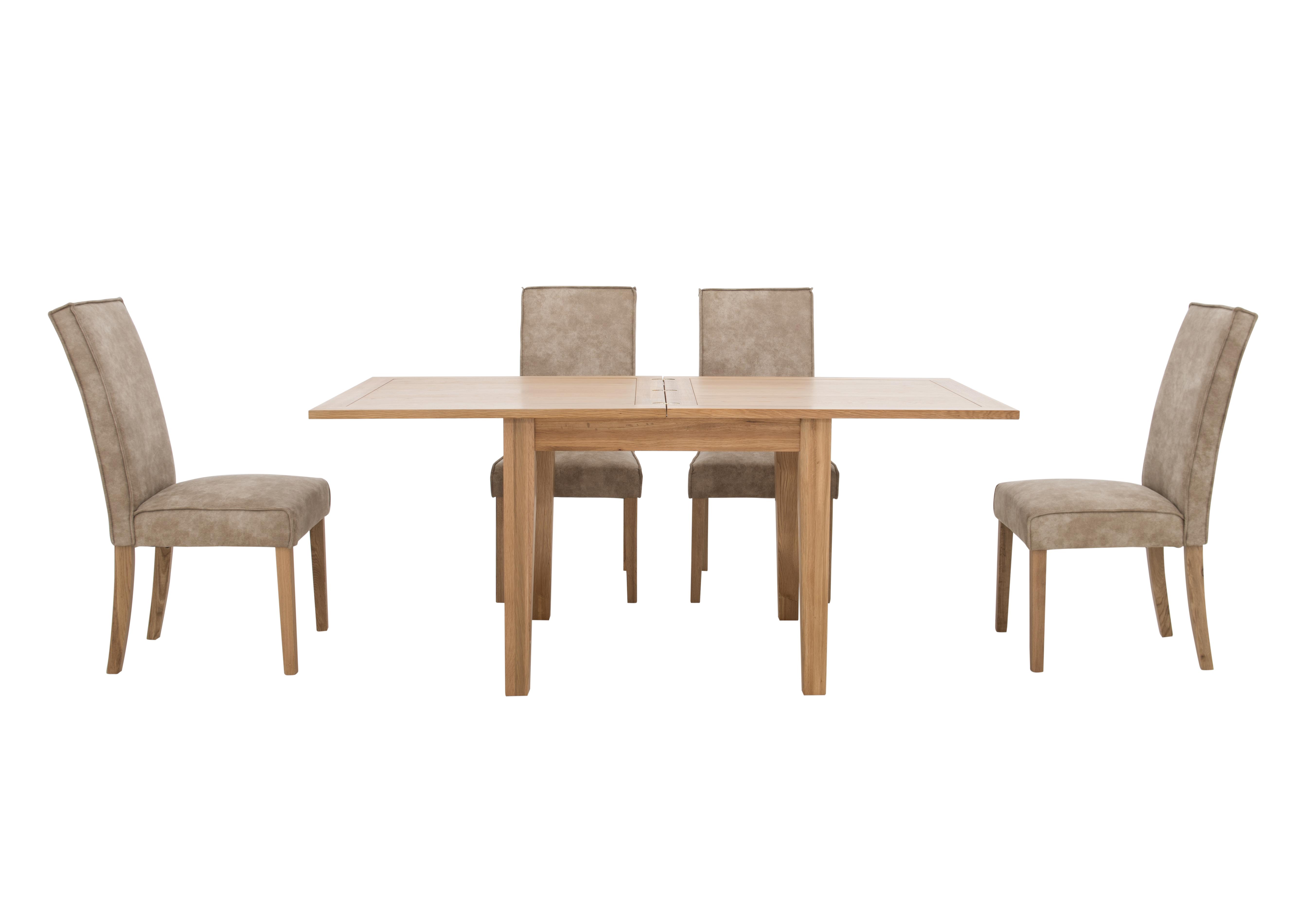 California Flip Top Solid Oak Extending Table and 4 Faux Suede Chairs in  on Furniture Village