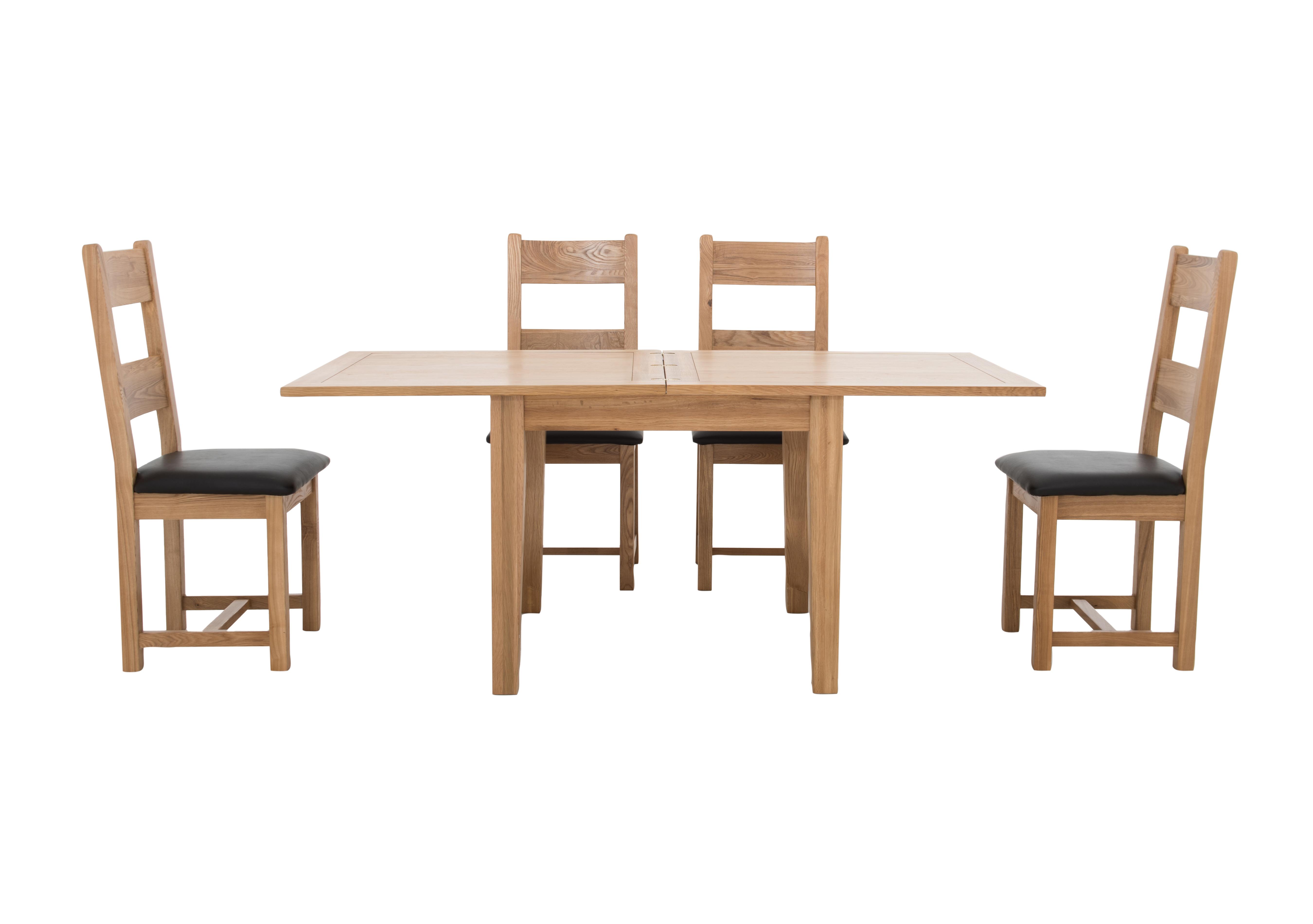 California Flip Top Solid Oak Extending Table and 4 Wooden Chairs in  on Furniture Village