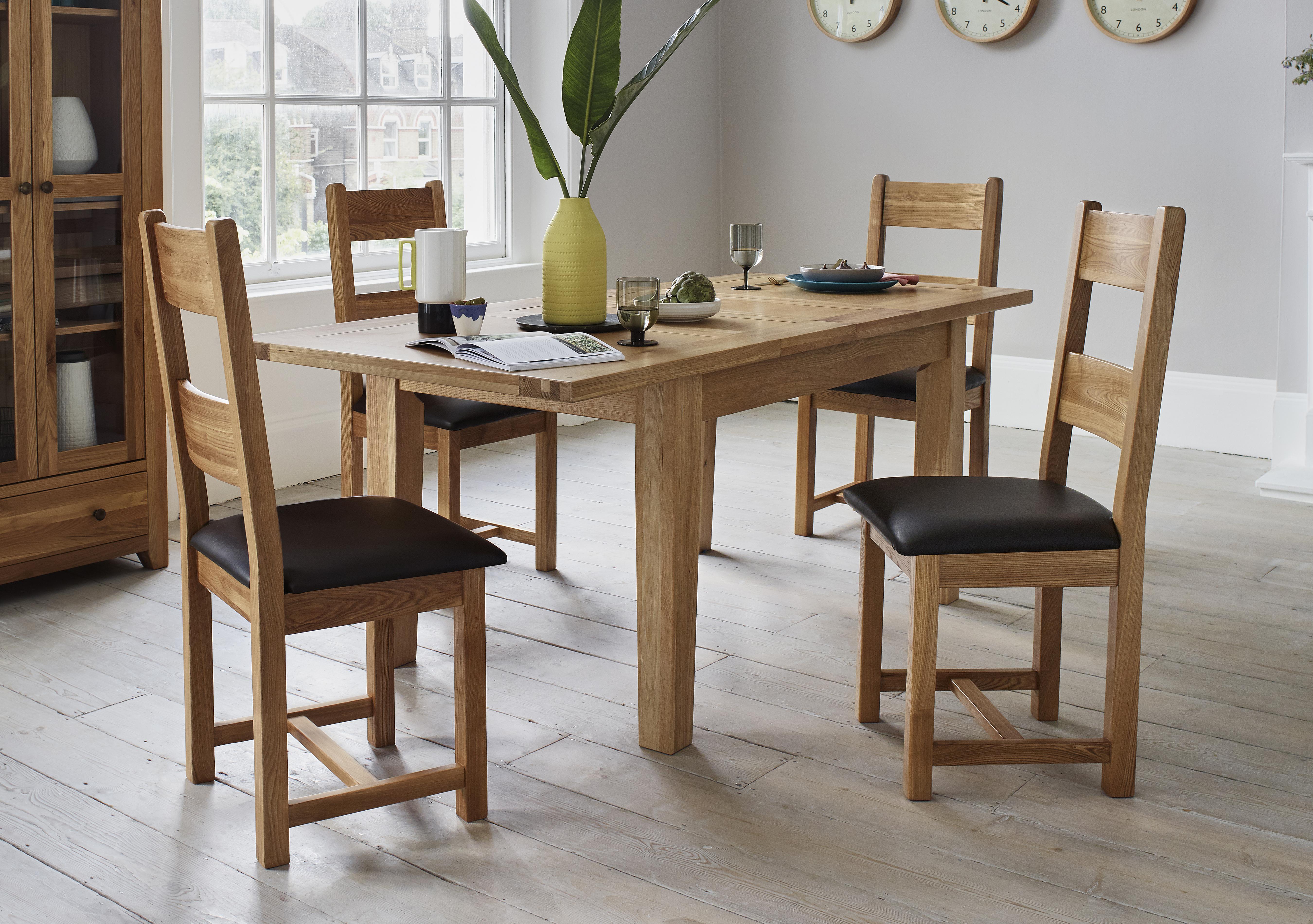 California Solid Oak Rectangular Extending Table and 4 Wooden Chairs in  on Furniture Village