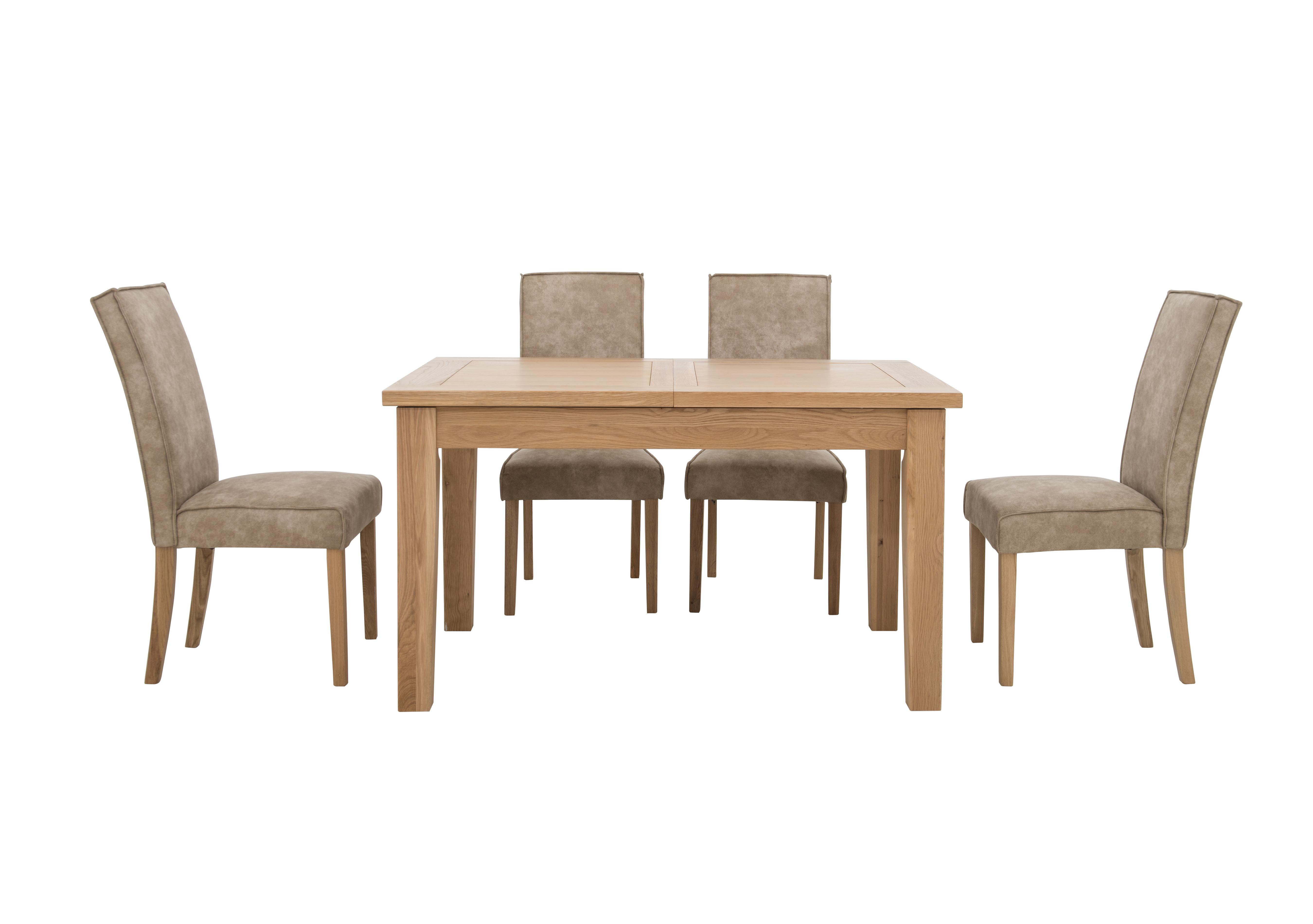 California Rectangular Solid Oak Extending Dining Table and 4 Faux Suede Chairs in  on Furniture Village