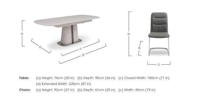 Cashmere Large Pop-Up Extending Dining Table with 4 Charcoal Dining Chairs and 2 Taupe Dining Chairs in  on Furniture Village