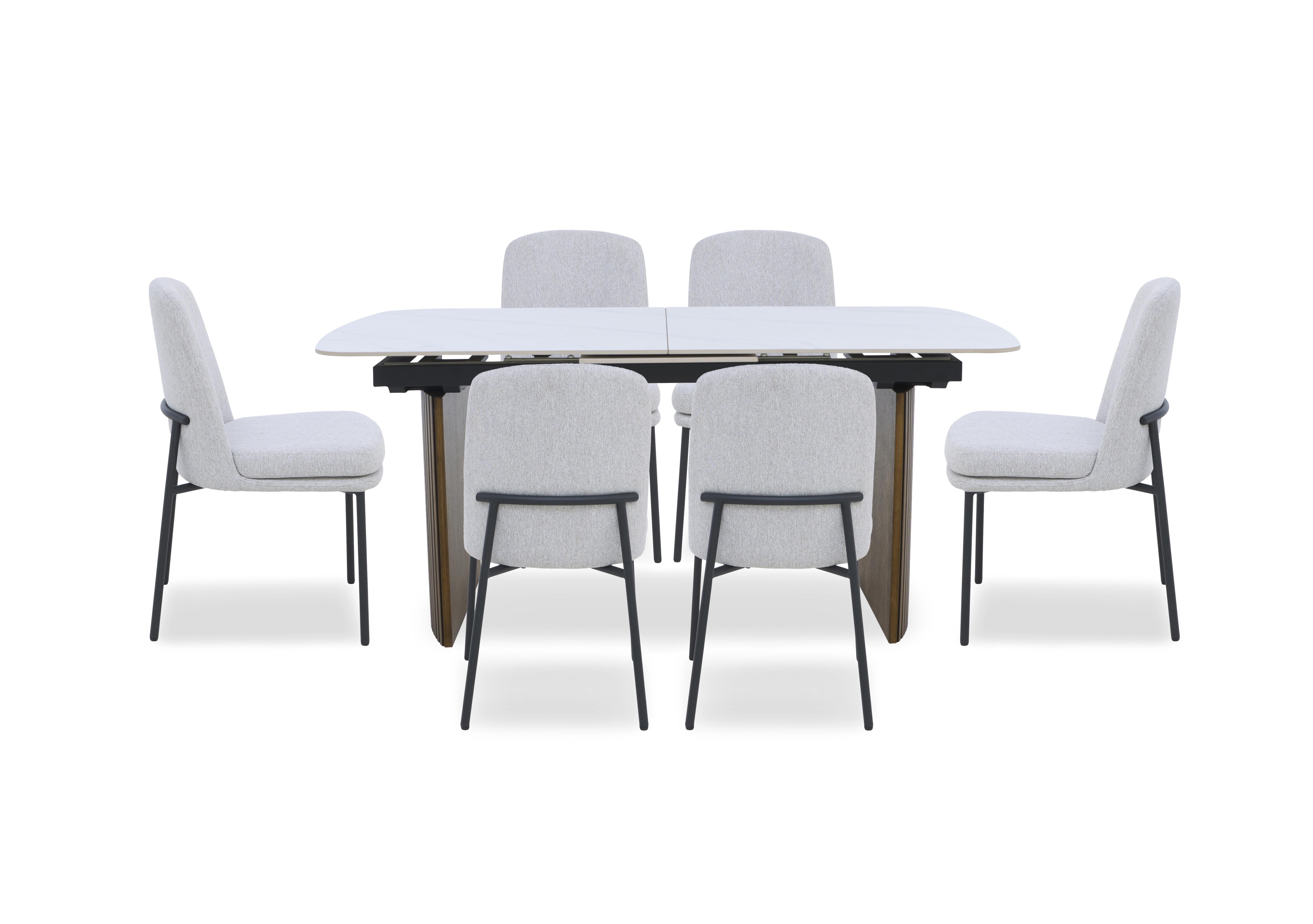 Cortado Pop-Up Extending Dining Table with 6 Metal Leg Dining Chairs in  on Furniture Village