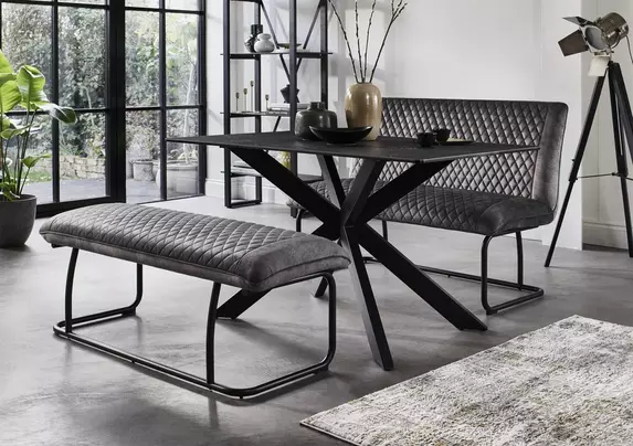 Creed Small Table High Back Bench and Low Bench Dining Set