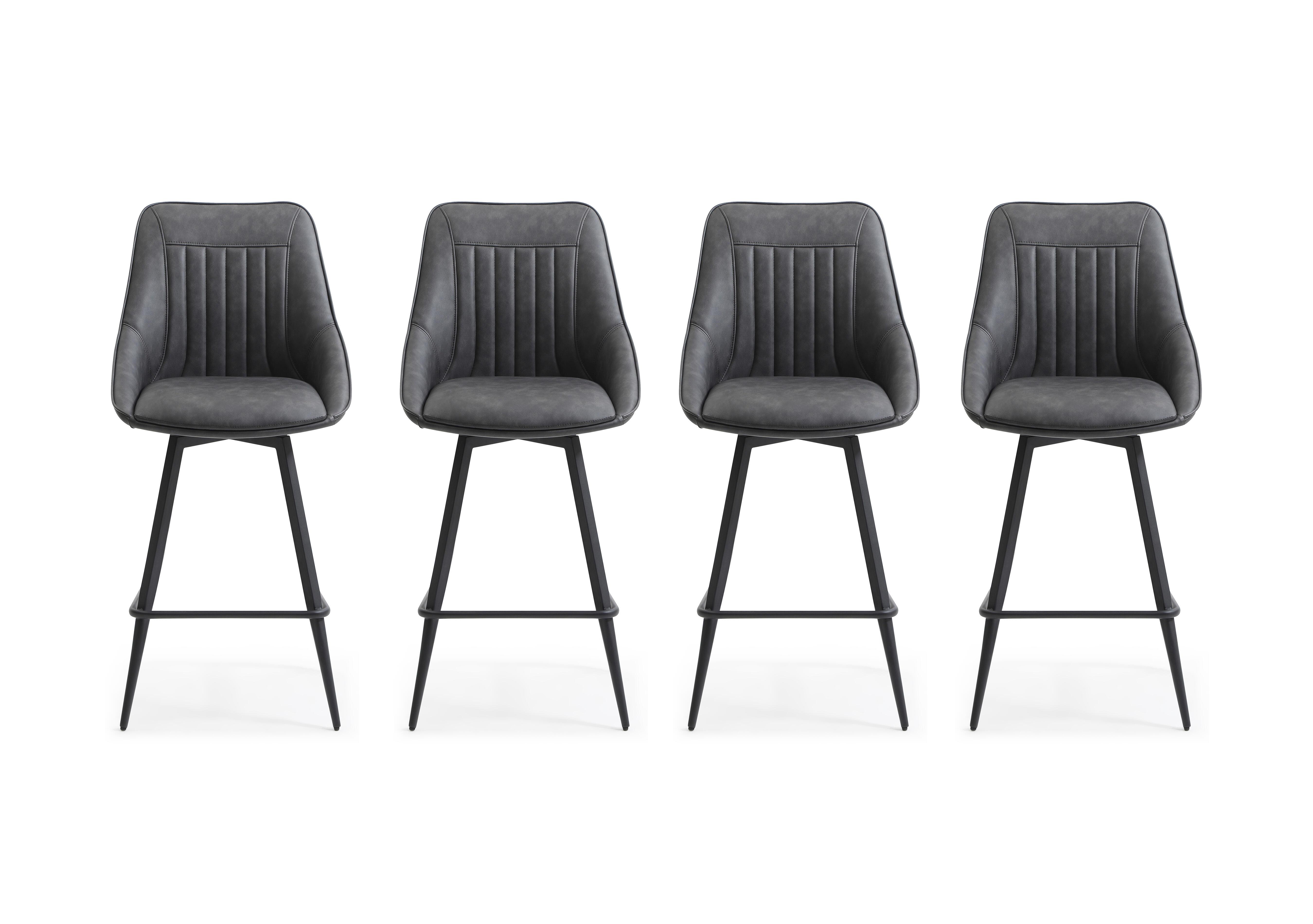 Crete Set of 4 Faux Leather Swivel Bar Stools in  on Furniture Village