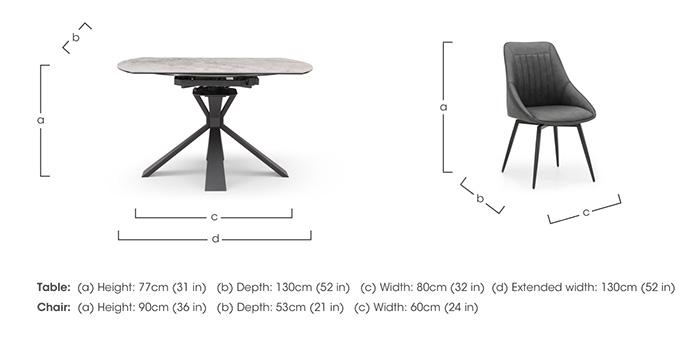 Crete Round Swivel Extending Dining Table and 6 Faux Leather Swivel Dining Chairs in  on Furniture Village