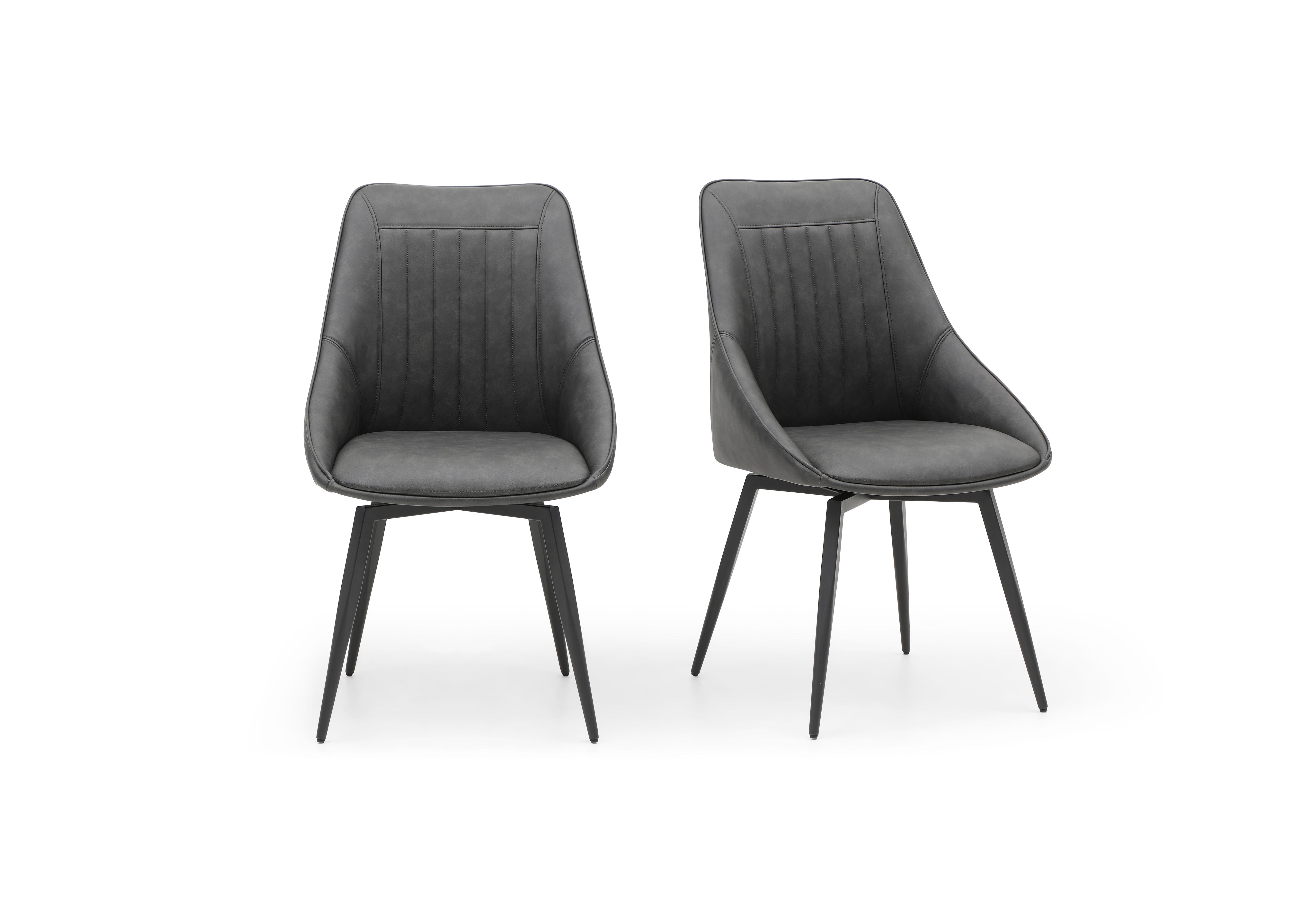 Crete Pair of Faux Leather Swivel Dining Chairs in  on Furniture Village