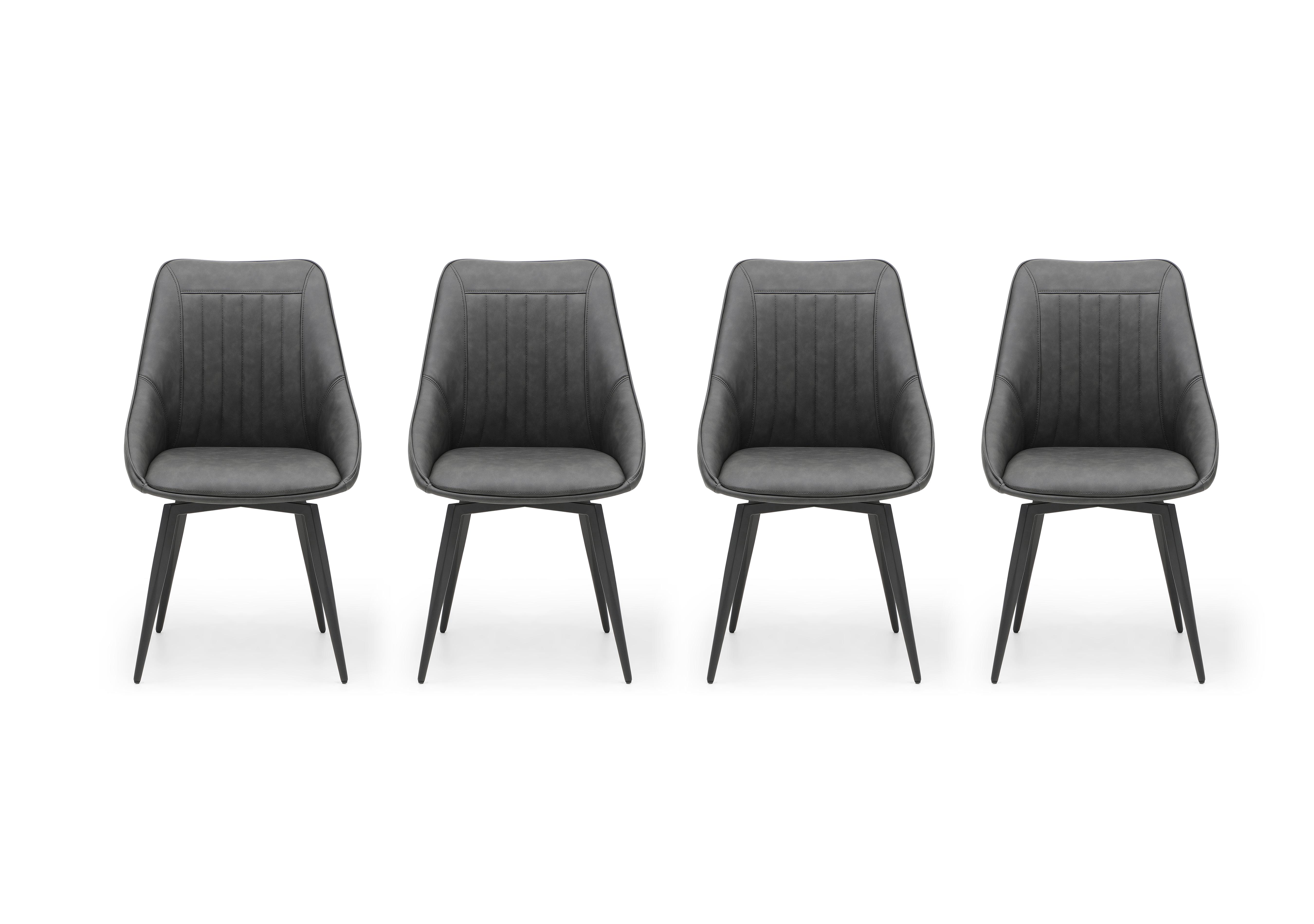 Crete Set of 4 Faux Leather Swivel Dining Chairs in  on Furniture Village