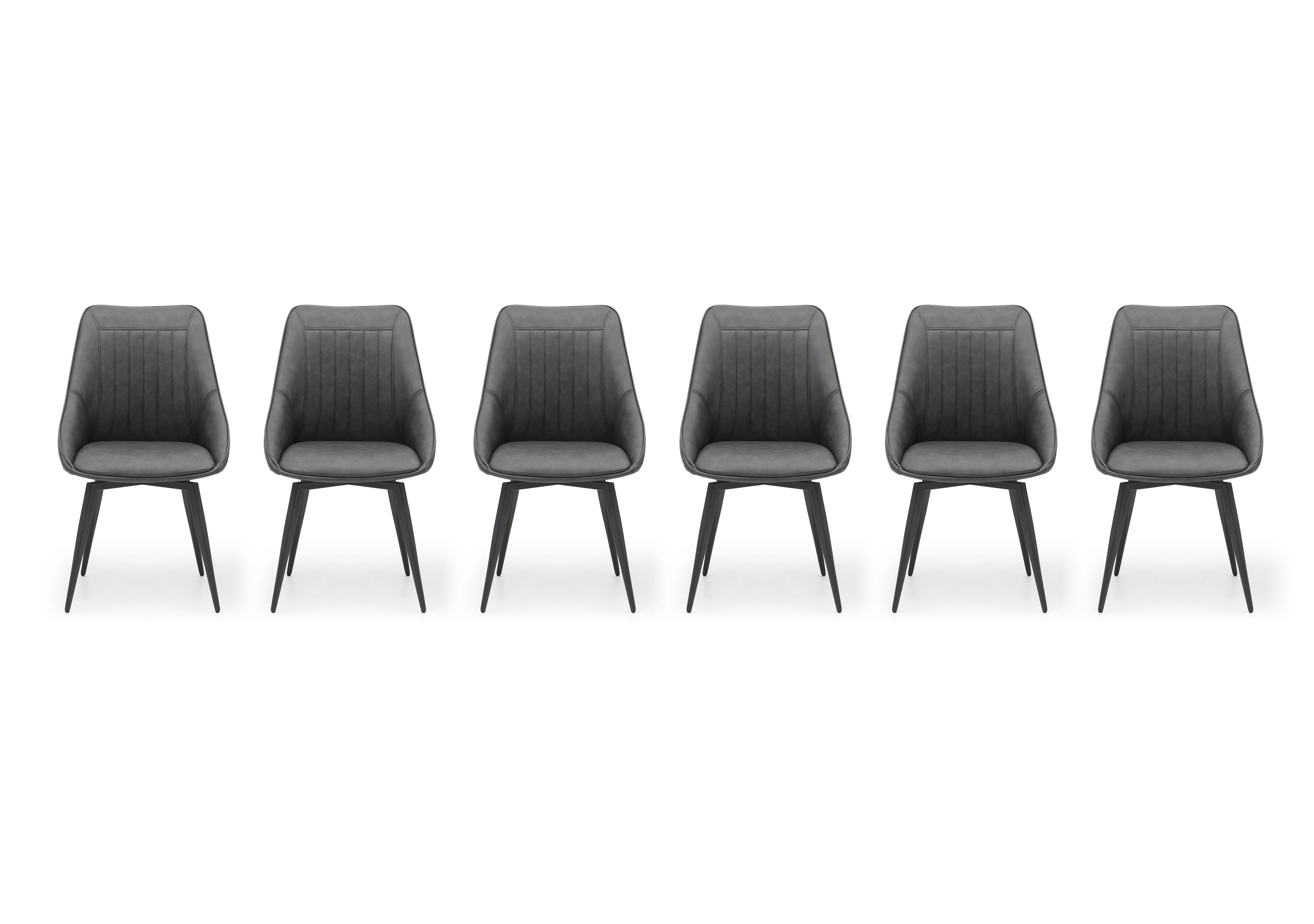Crete Set of 6 Faux Leather Swivel Dining Chairs in  on Furniture Village