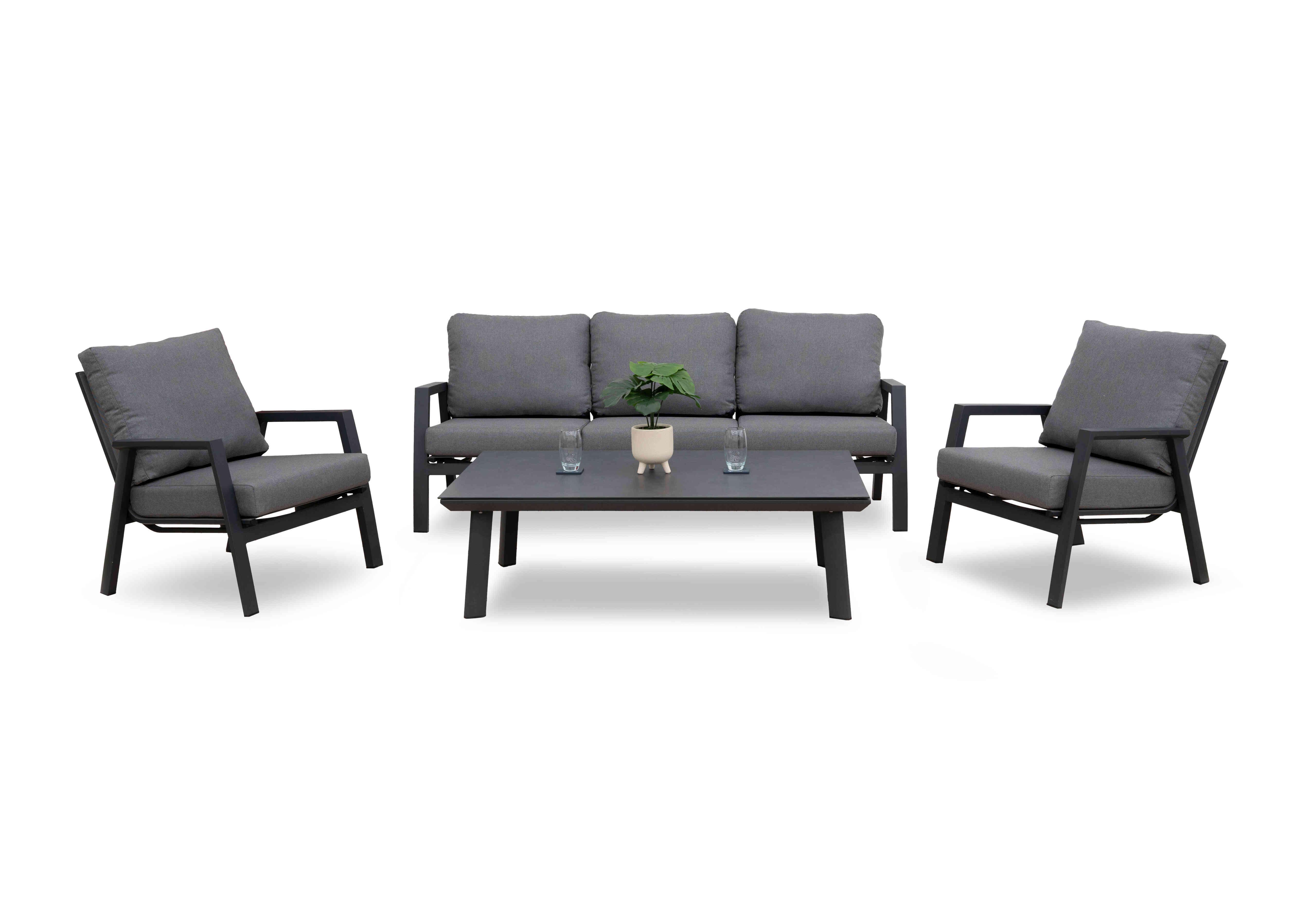Dia 3 Seater Garden Sofa Set with Armchairs and Rectangular Coffee Table in  on Furniture Village