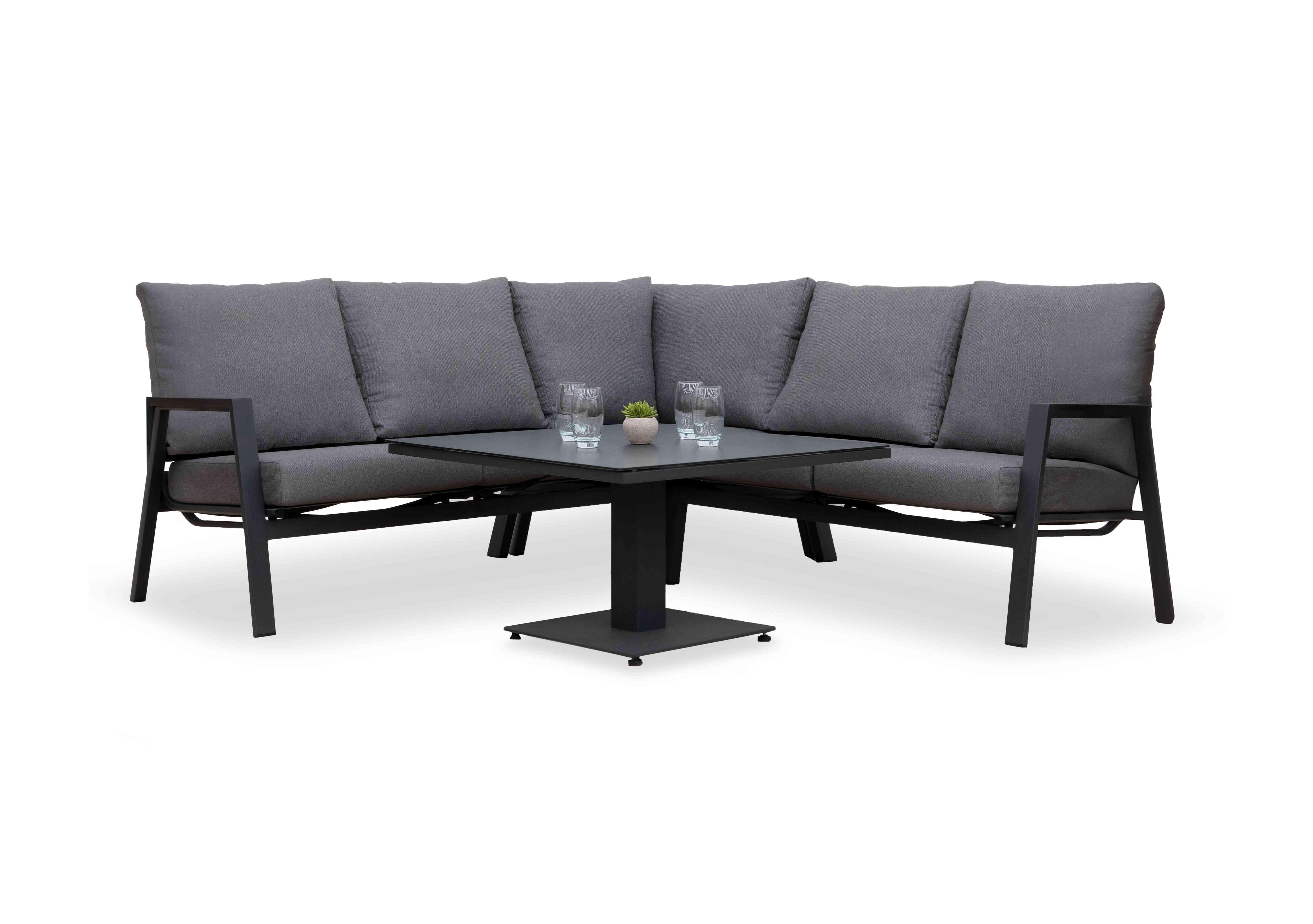 Dia Corner Garden Sofa Dining Set with Square Rising Dining Table in  on Furniture Village