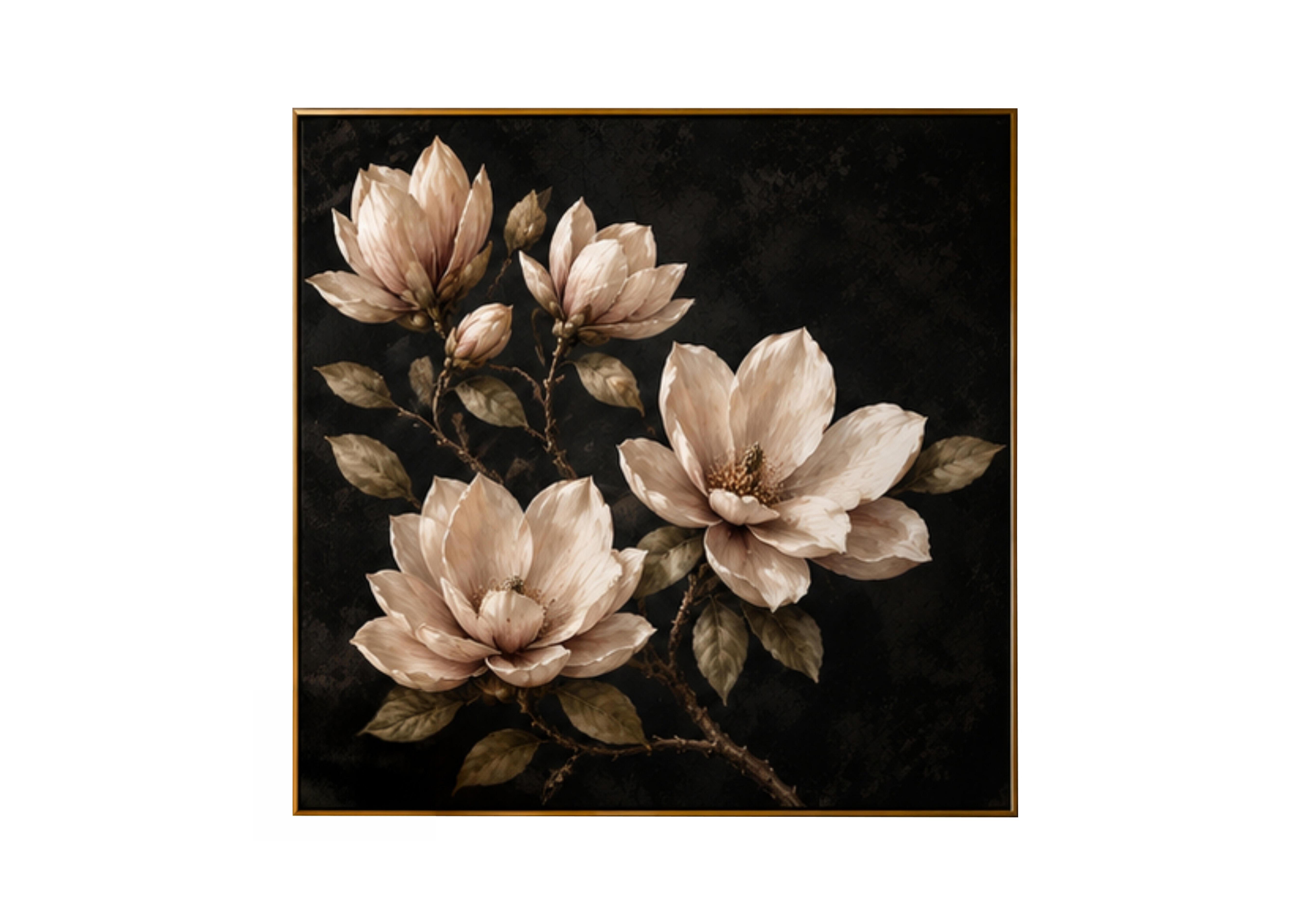 Deep Magnolia 1 Square Framed Velvet Canvas in  on Furniture Village