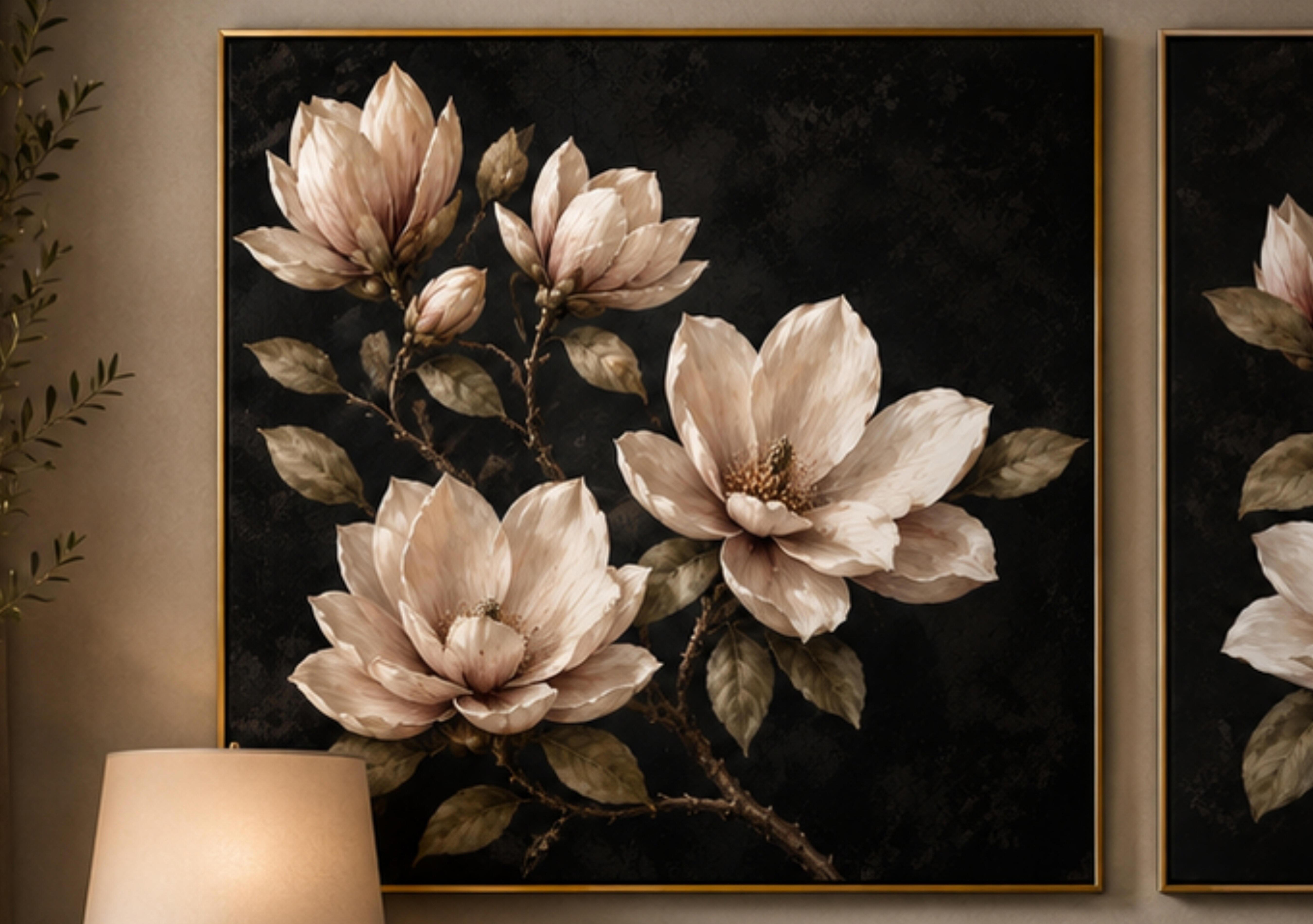 Deep Magnolia 1 Square Framed Velvet Canvas in  on Furniture Village