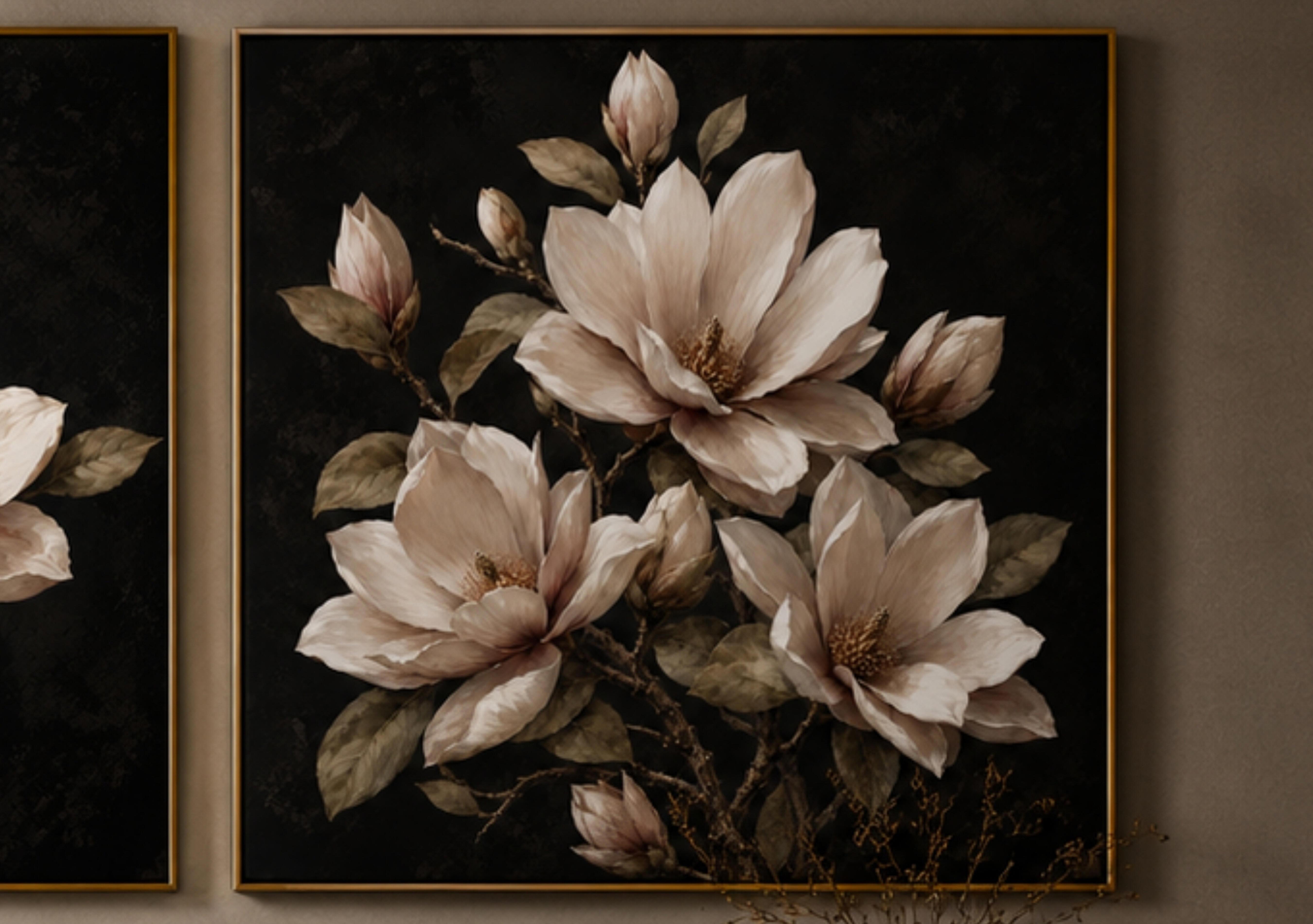 Deep Magnolia 2 Square Framed Velvet Canvas in  on Furniture Village