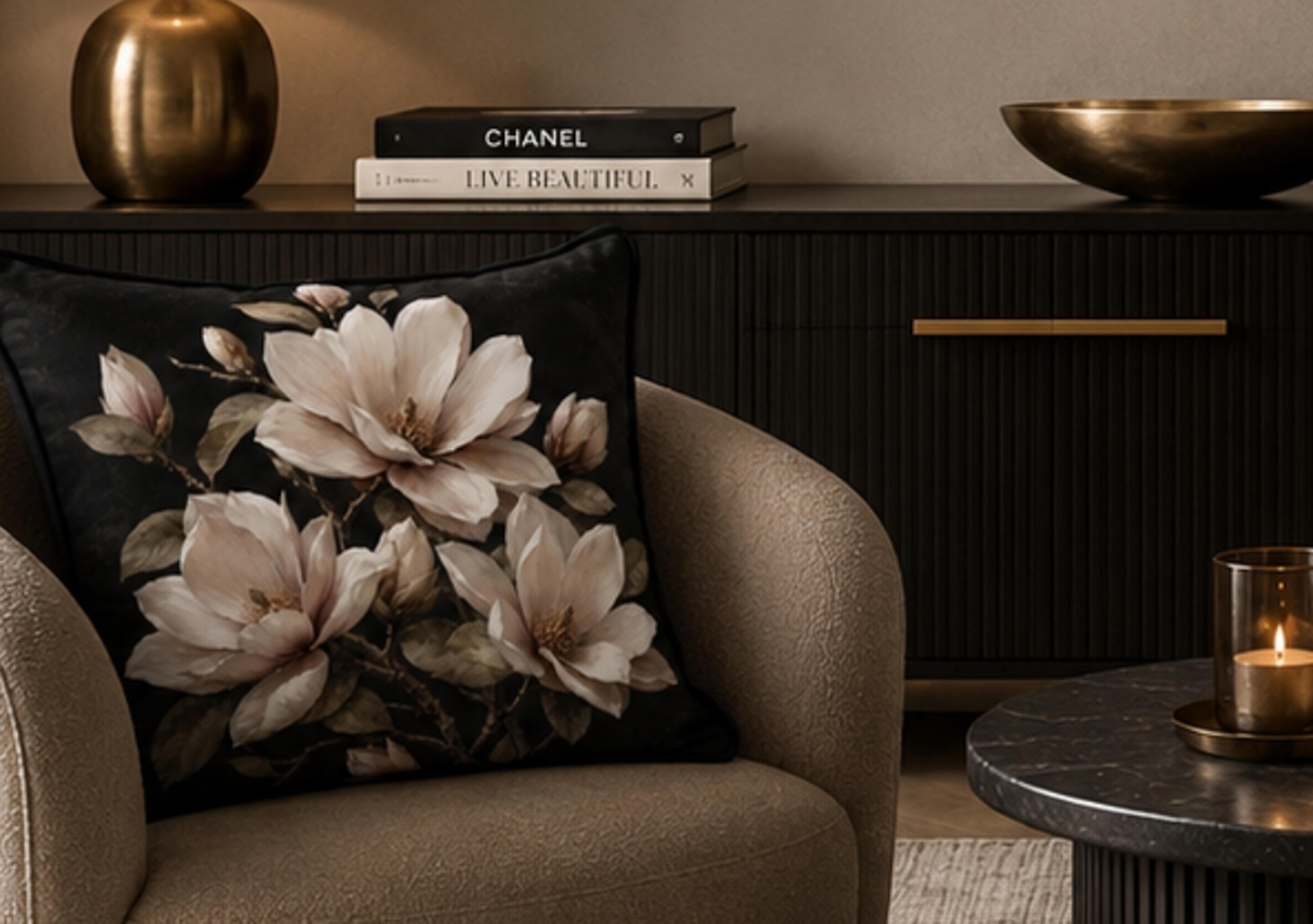 Deep Magnolia Large Feather Cushion in  on Furniture Village