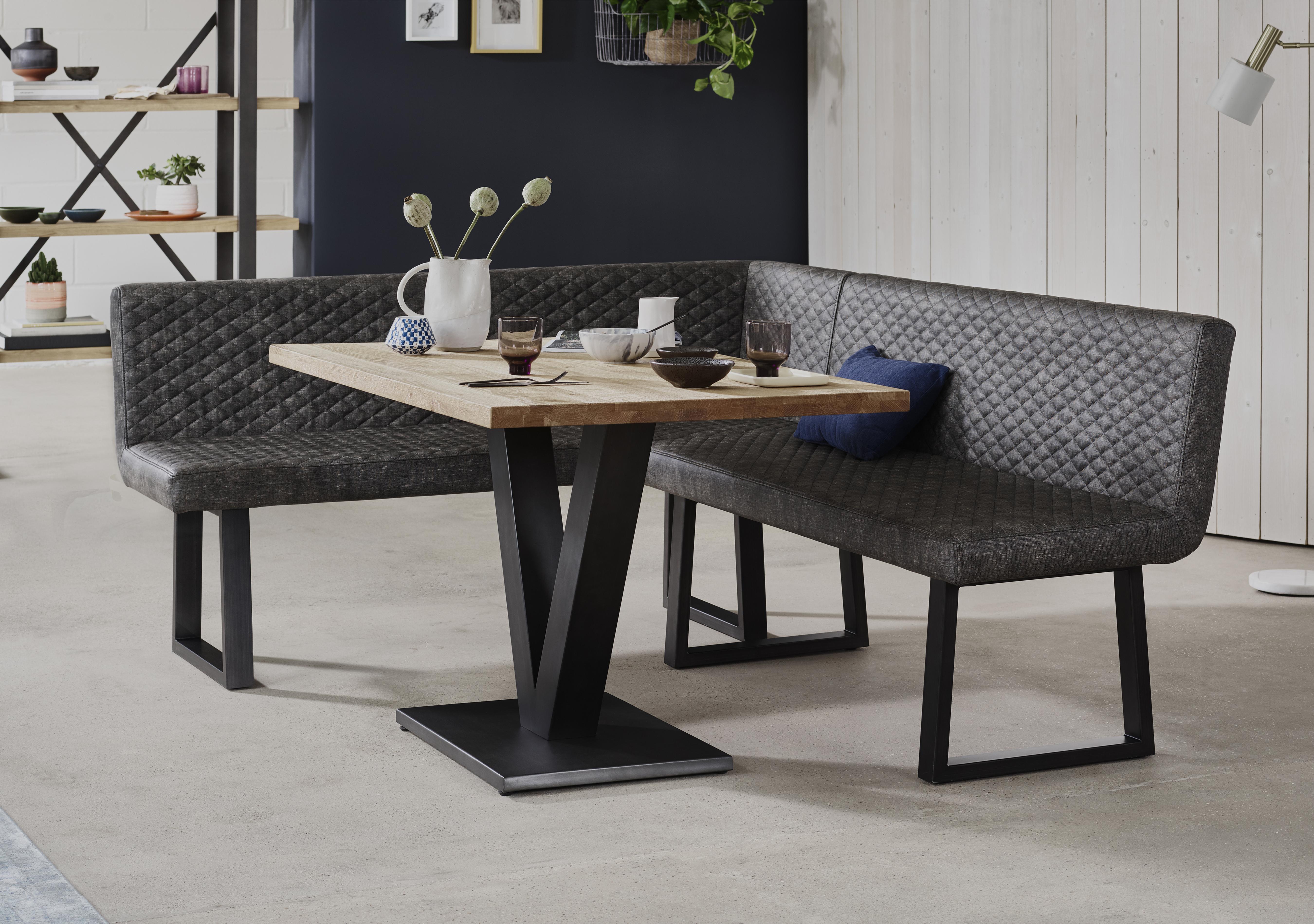 Compact Earth Dining Table and Left Hand Facing Corner Dining Bench in  on Furniture Village