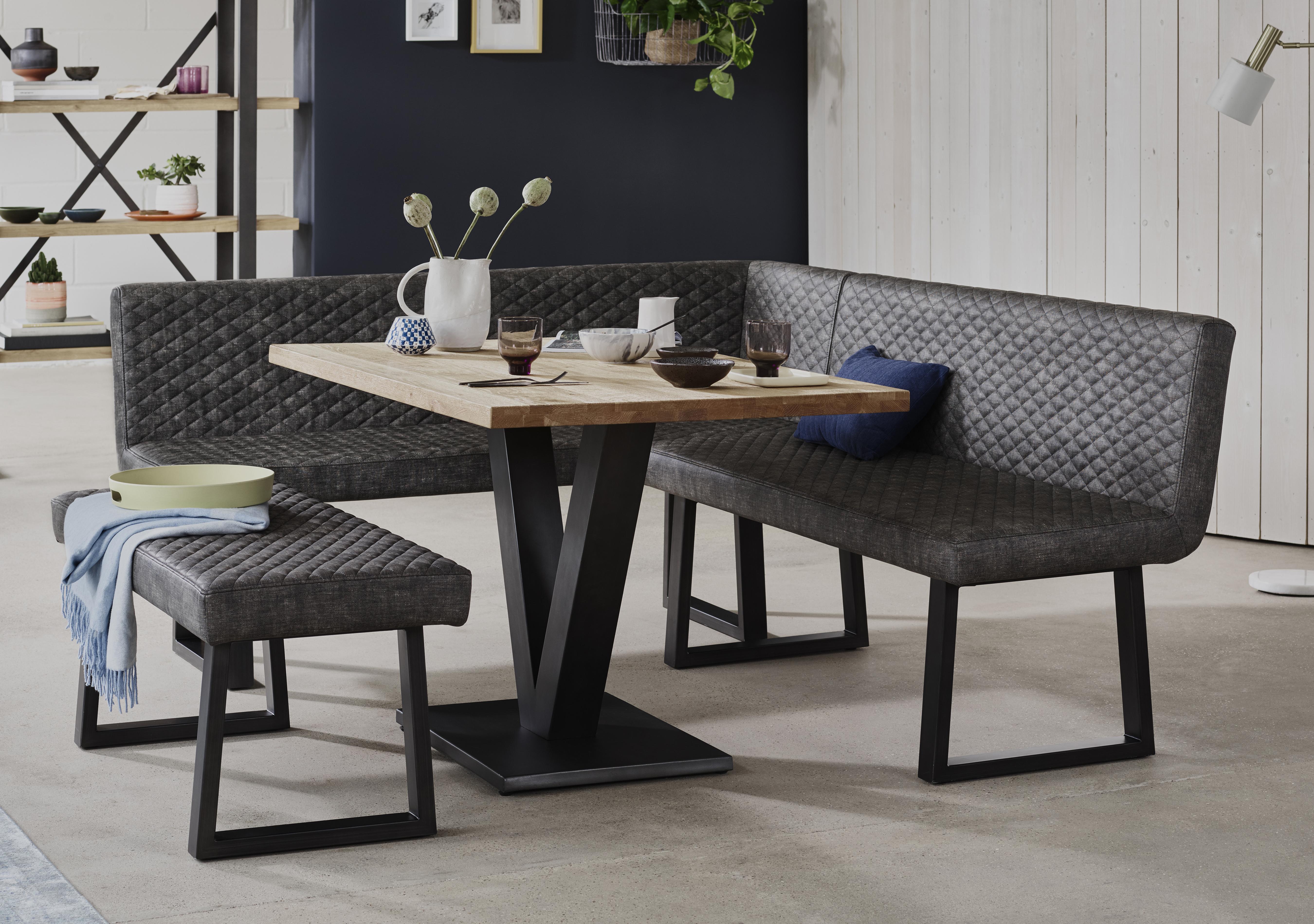 Compact Earth Dining Table, Left Hand Facing Corner Bench and Low Dining Bench in  on Furniture Village