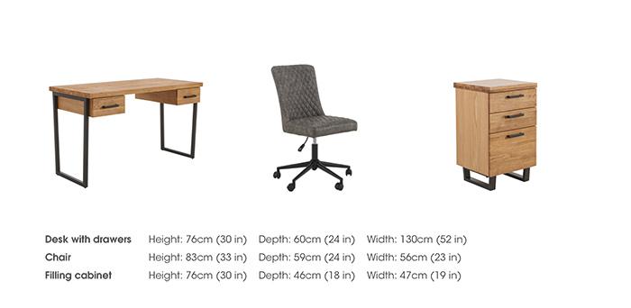 Earth Desk with Drawers, Filing Cabinet and Office Chair in  on Furniture Village